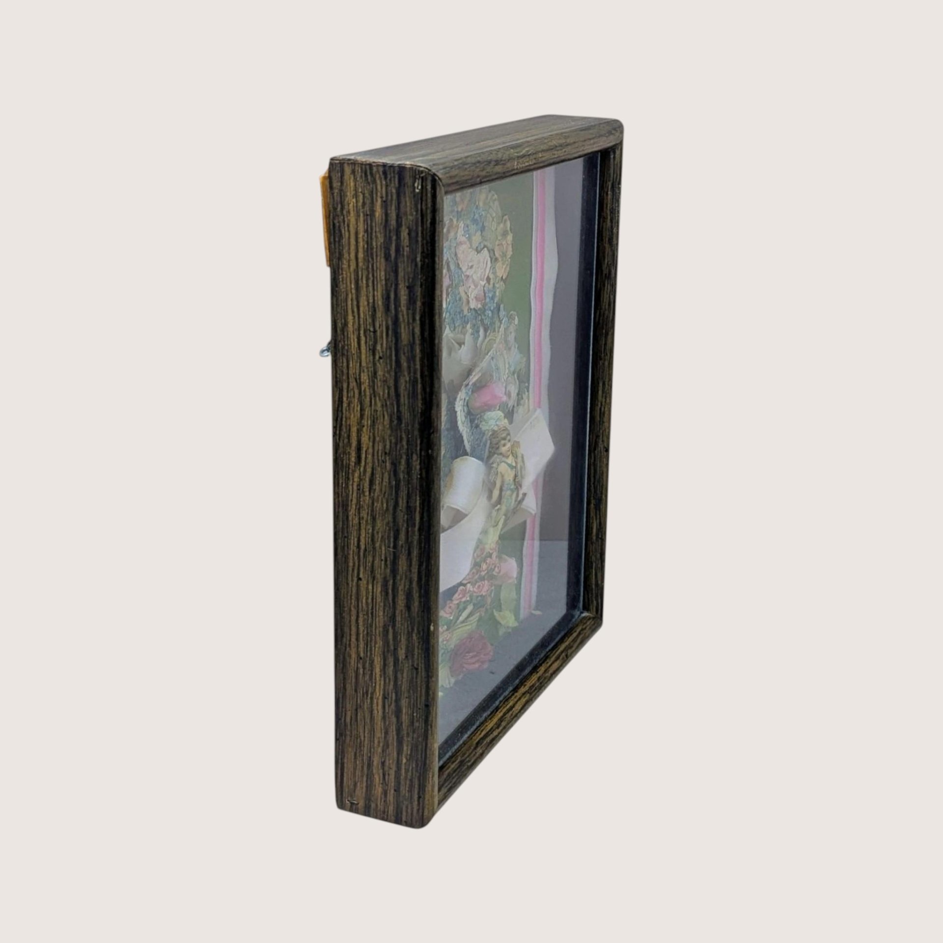 Mid-Century Framed Valentine Collage Shadow Box With Notes