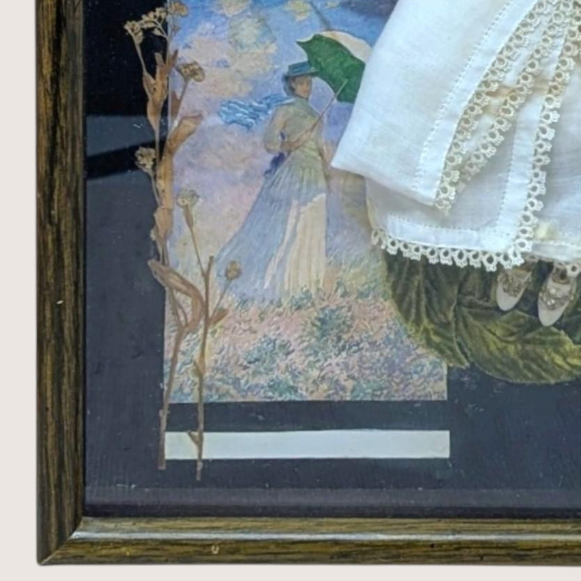 1980s Handmade Mixed Media Perfume Shadow Box Collage