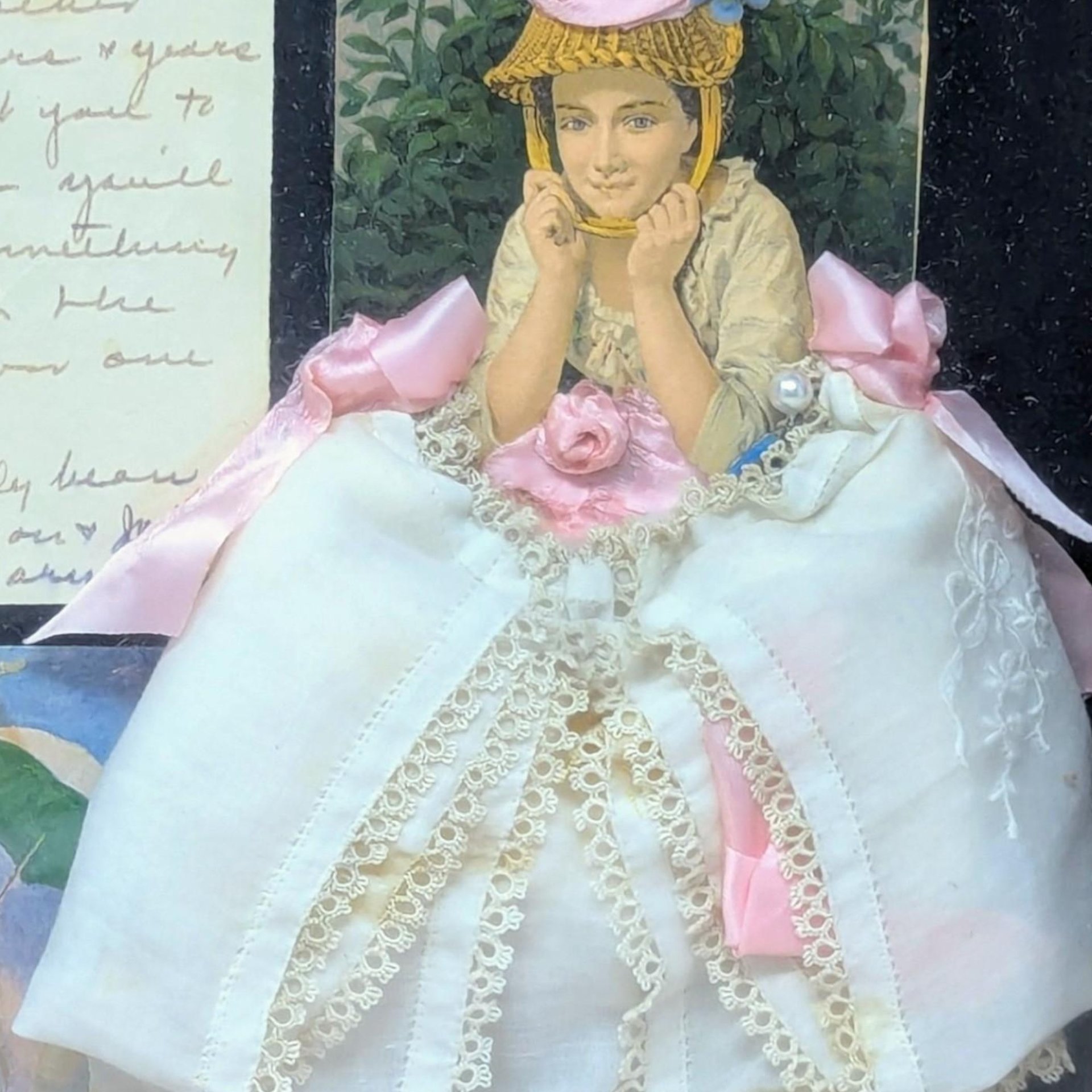 1980s Handmade Mixed Media Perfume Shadow Box Collage