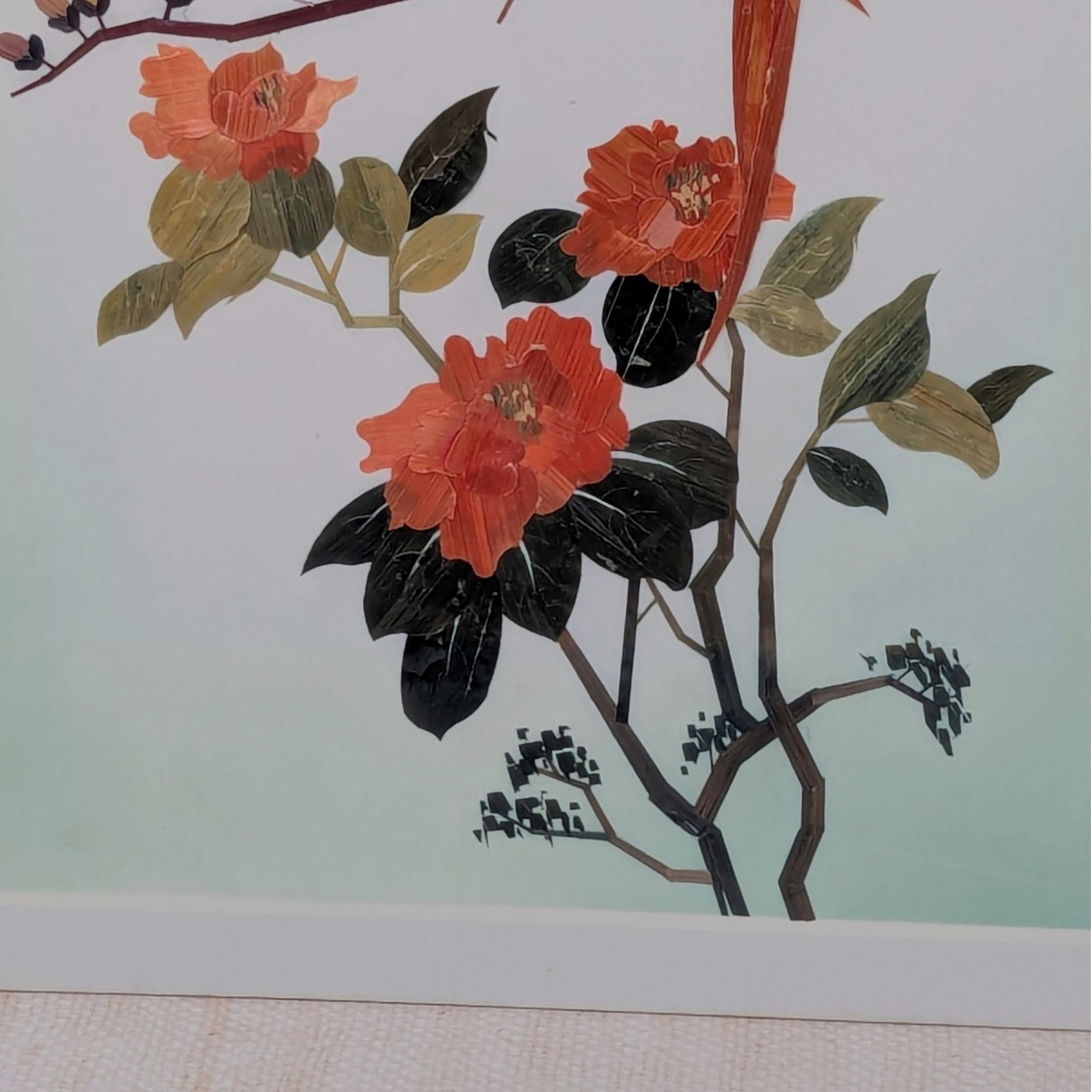 1970s Bamboo Shaving Art Ready to Frame