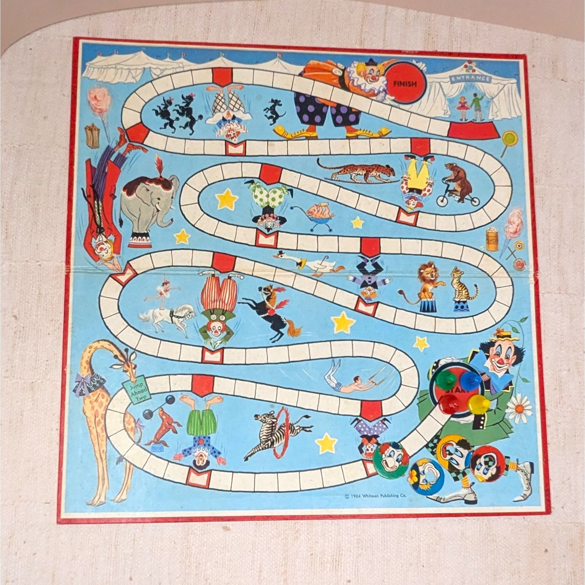 1950s Whitman Up and Down Game – Vintage Clown Board Game Ephemera