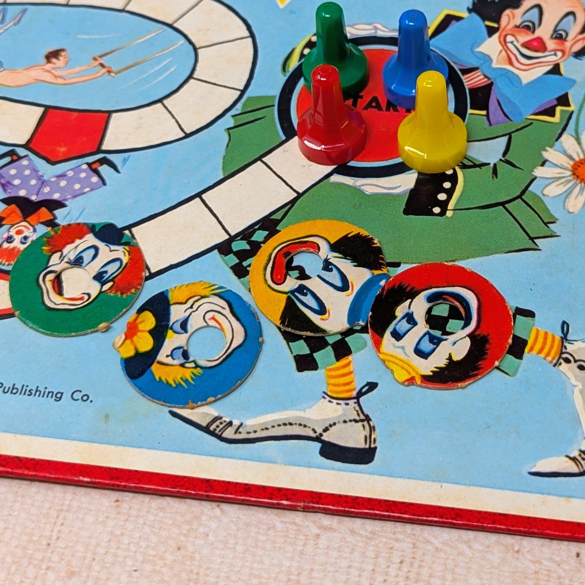 1960s Whitman Up and Down Game – Vintage Clown Board Game Ephemera