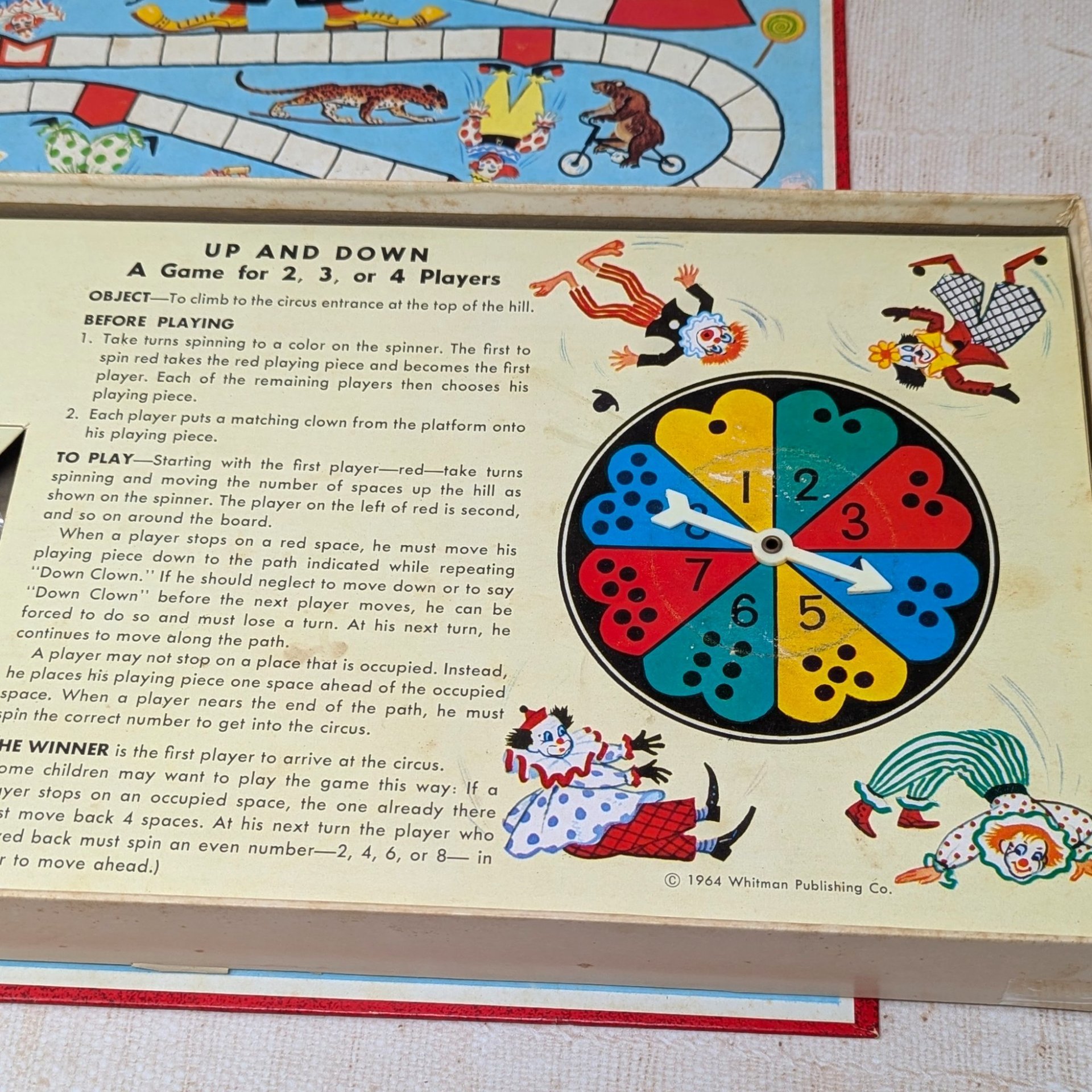 1950s Whitman Up and Down Game – Vintage Clown Board Game Ephemera