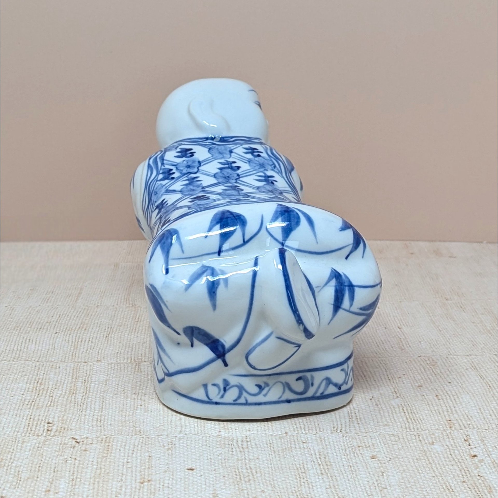 Vintage Chinese Porcelain Opium Pillow – Blue and White Figural Headrest