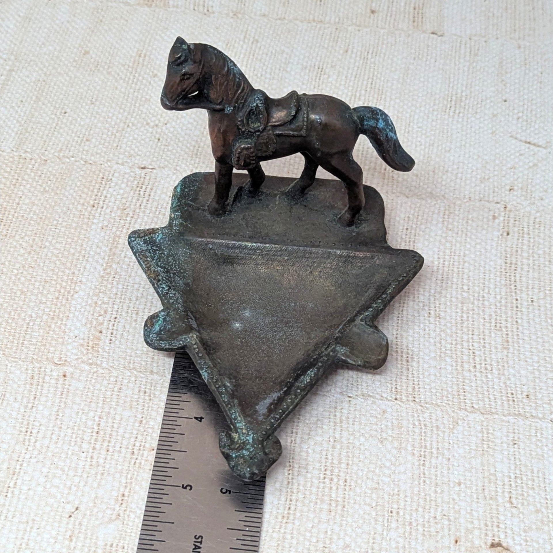 1930 John Wright Horse Ashtray – Vintage Cast Metal Saddled Horse Western Americana