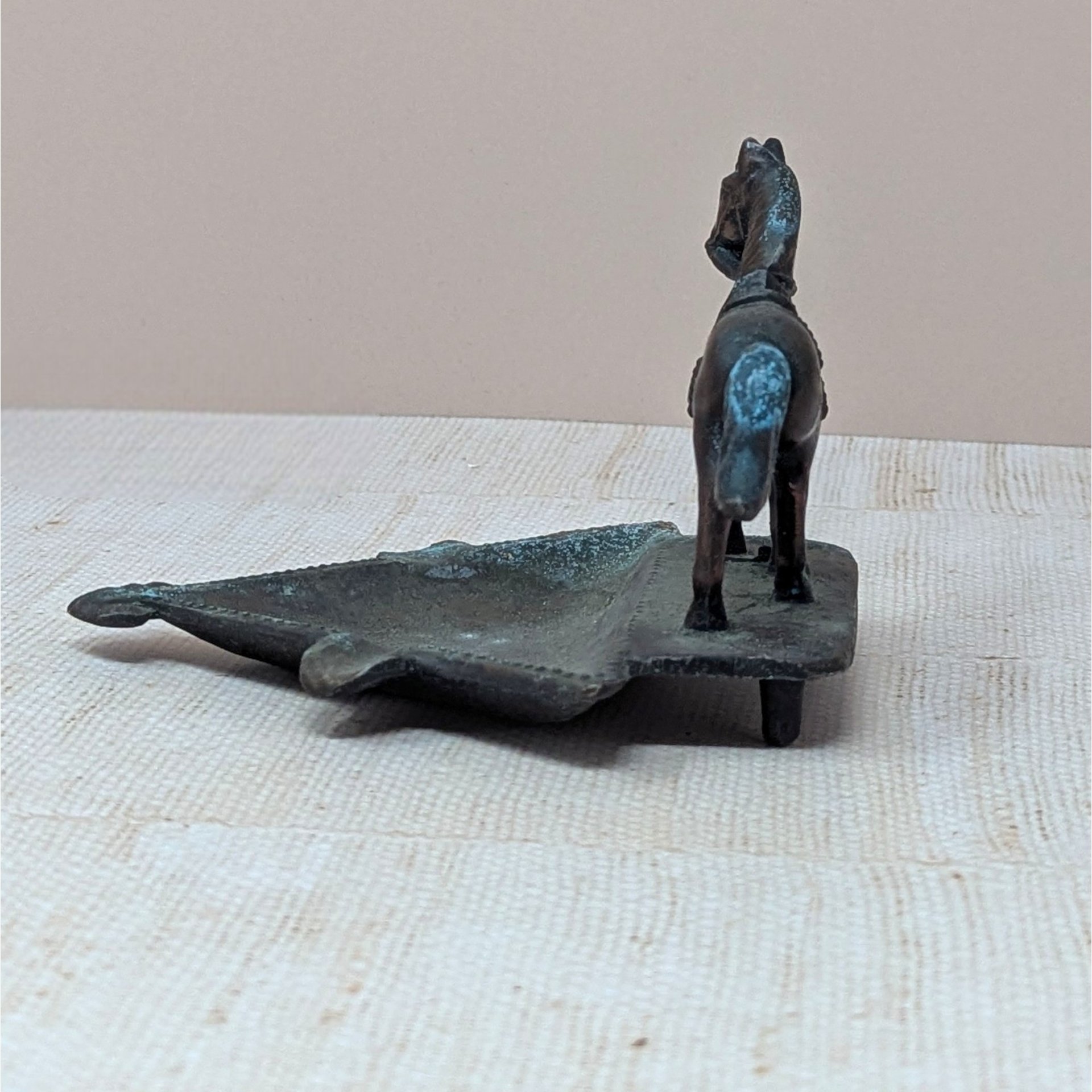 1930 John Wright Horse Ashtray – Vintage Cast Metal Saddled Horse Western Americana