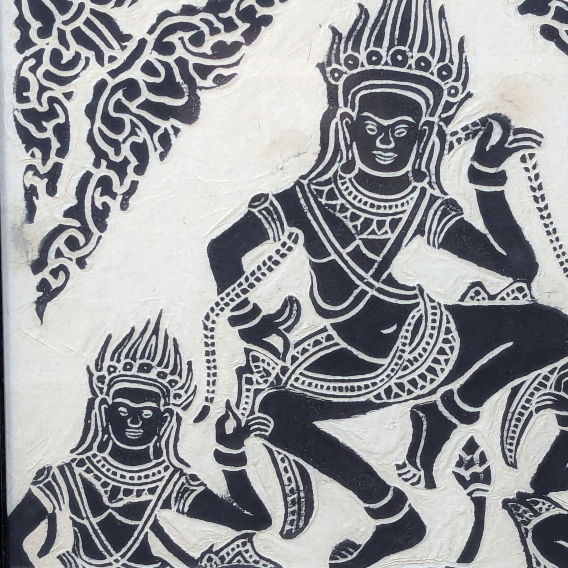 Mid-Century Cambodian Rice Paper Rubbing – Vintage Apsara Dancer Gallery Art