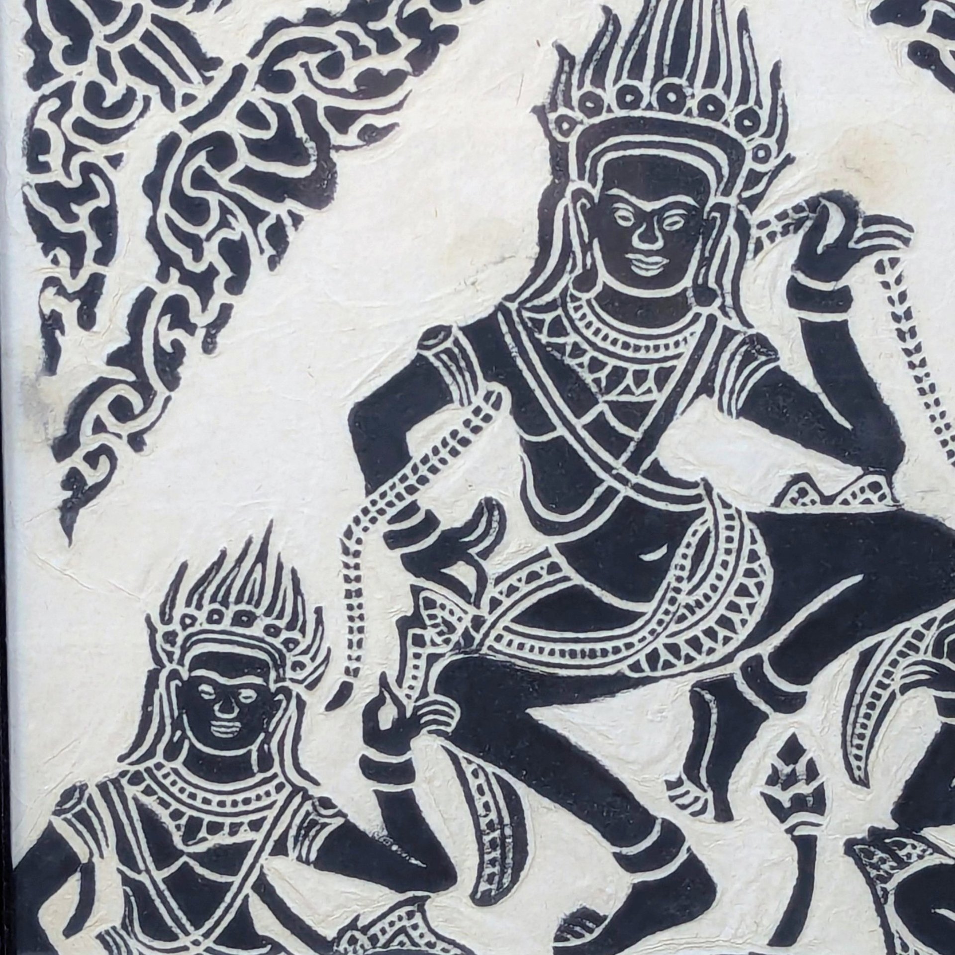 Mid-Century Cambodian Rice Paper Rubbing Wall Art