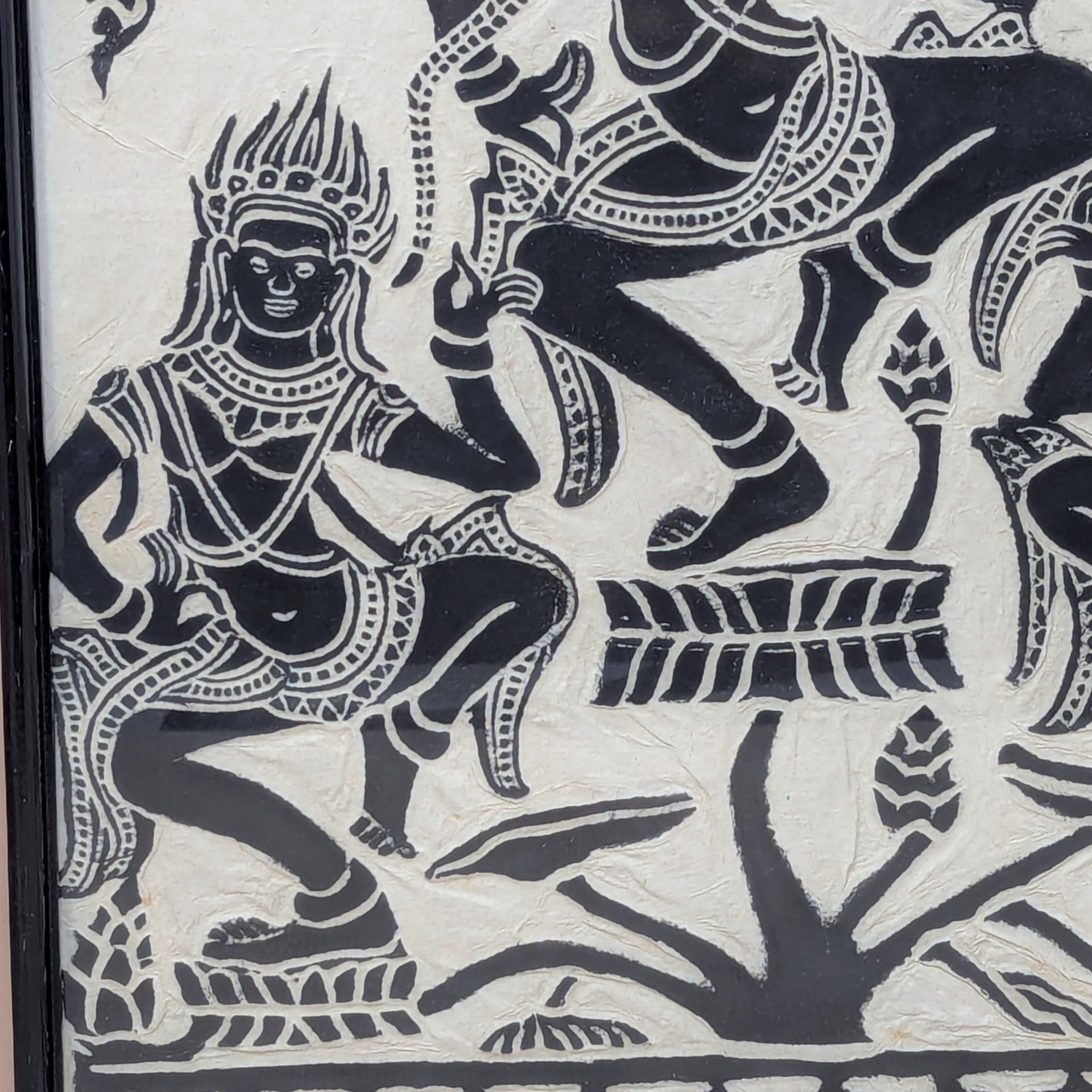 Mid-Century Cambodian Rice Paper Rubbing – Vintage Apsara Dancer Gallery Art