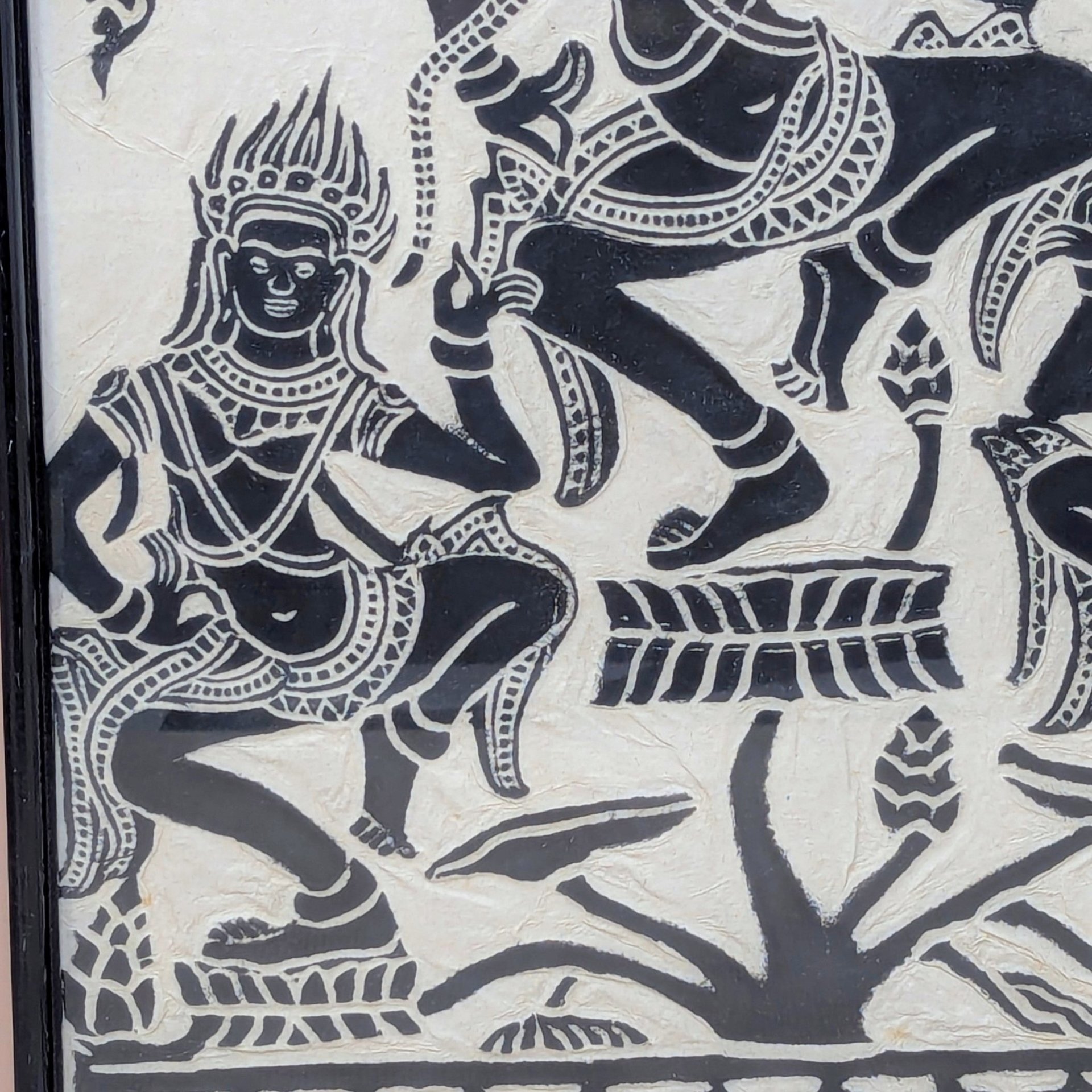 Mid-Century Cambodian Rice Paper Rubbing Wall Art