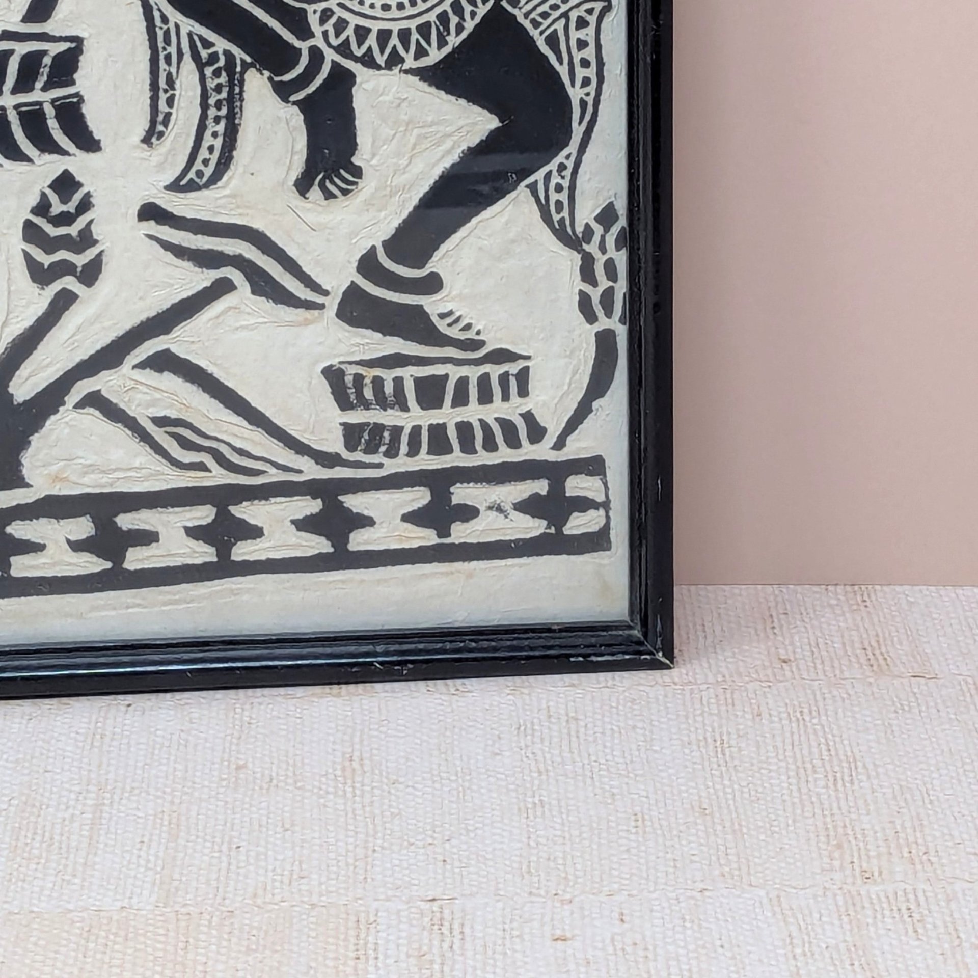 Mid-Century Cambodian Rice Paper Rubbing – Vintage Apsara Dancer Gallery Art