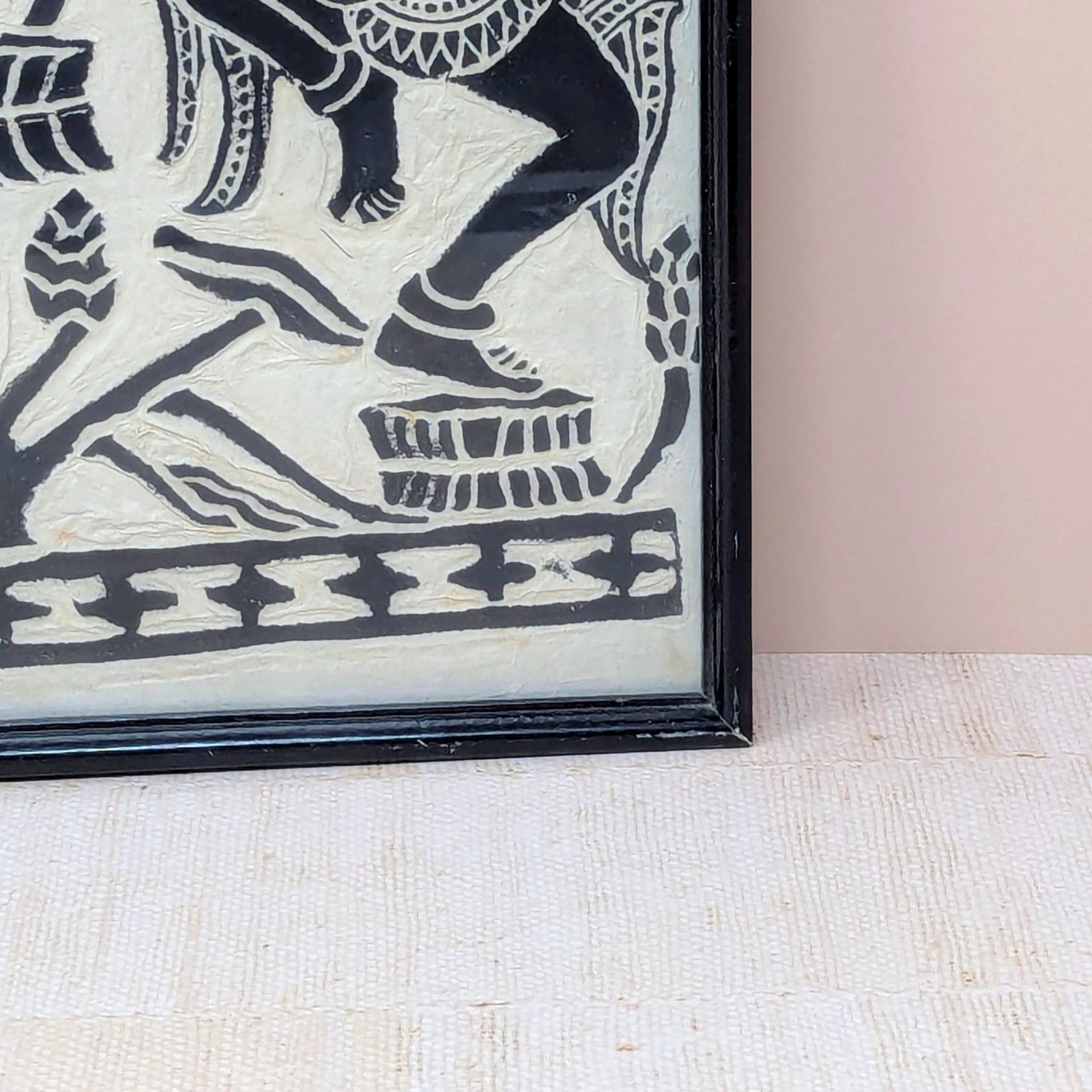 Mid-Century Cambodian Rice Paper Rubbing Wall Art