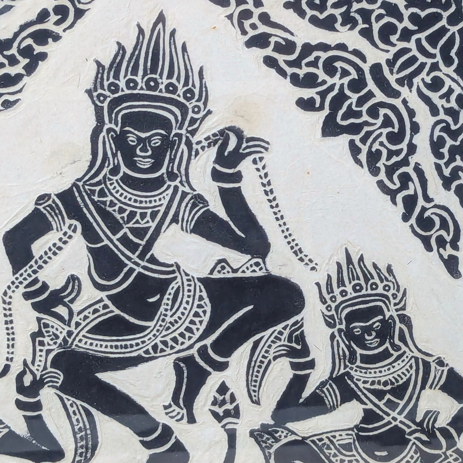 Mid-Century Cambodian Rice Paper Rubbing Wall Art
