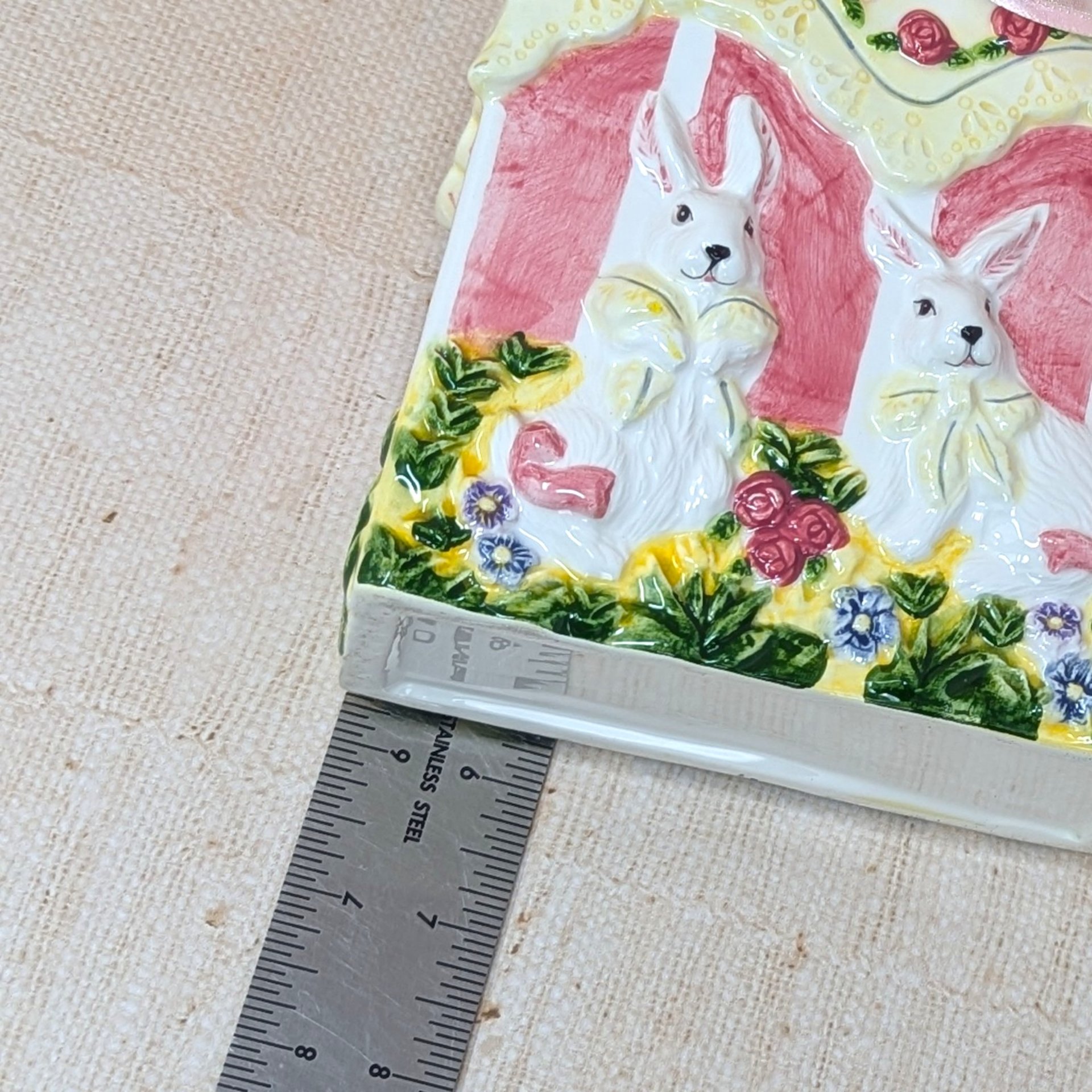 1980s Ceramic Bunny Bag – Vintage Sculptural Spring Vase