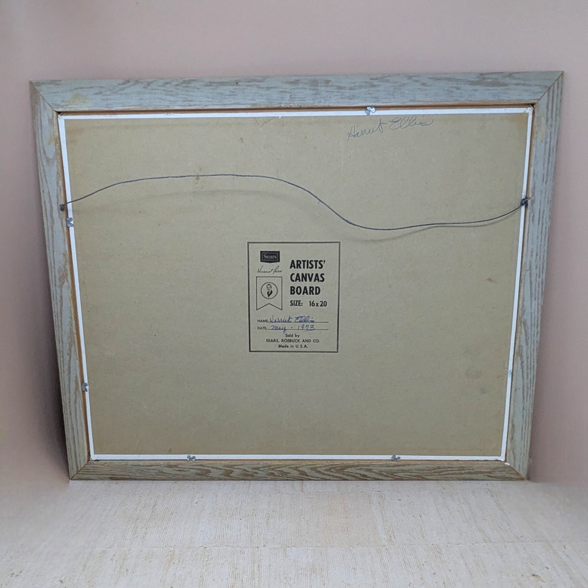 1973 Harriet Ellis Raggedy Ann Painting – Vintage Folk Art Canvas Board