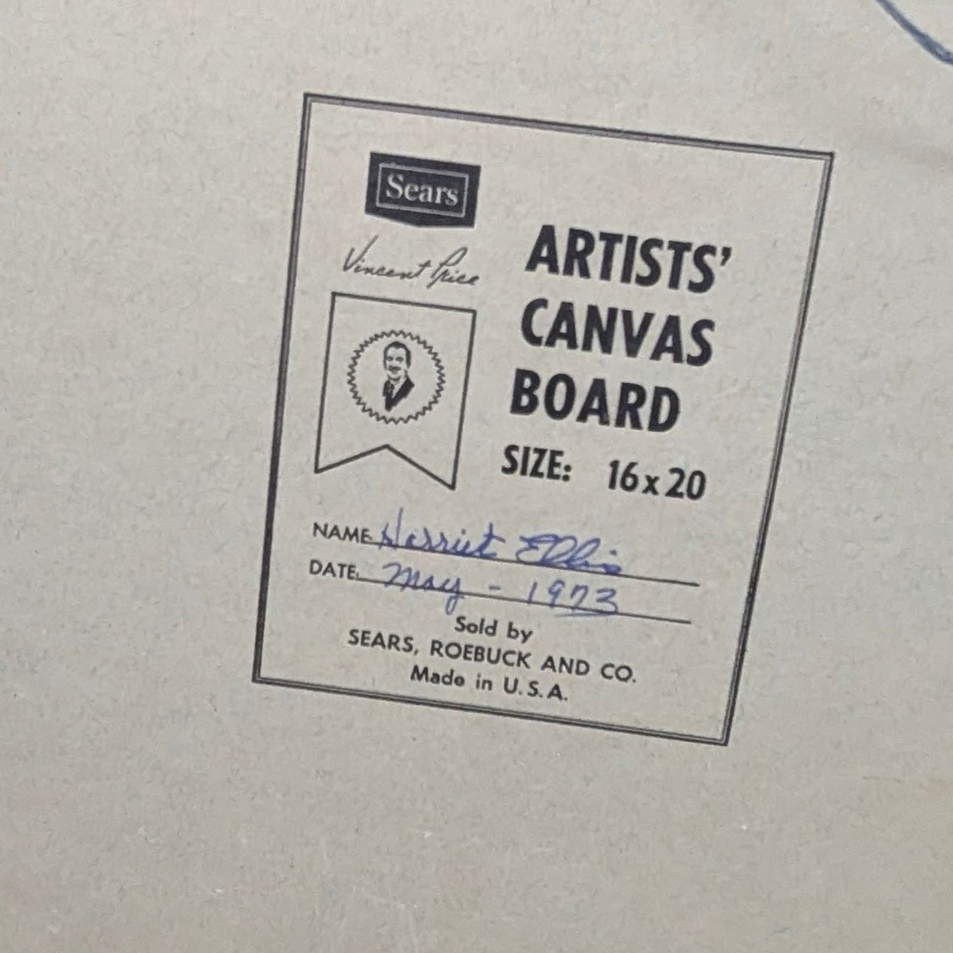 1973 Harriet Ellis Raggedy Ann Painting – Vintage Folk Art Canvas Board