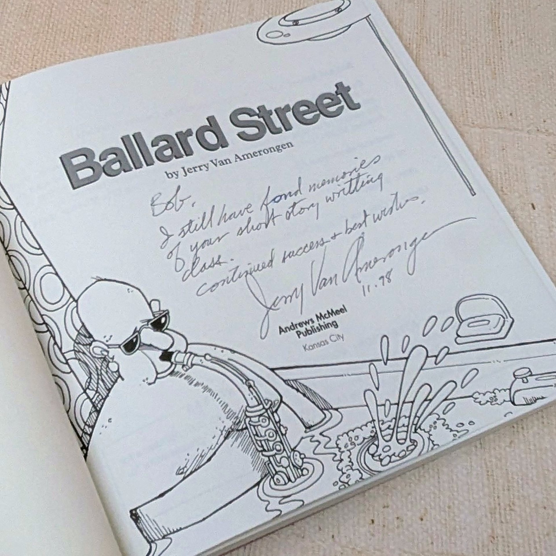 Signed Jerry Van Amerongen Ballard Street Book – 1998 Autographed Cartoon Art Softcover