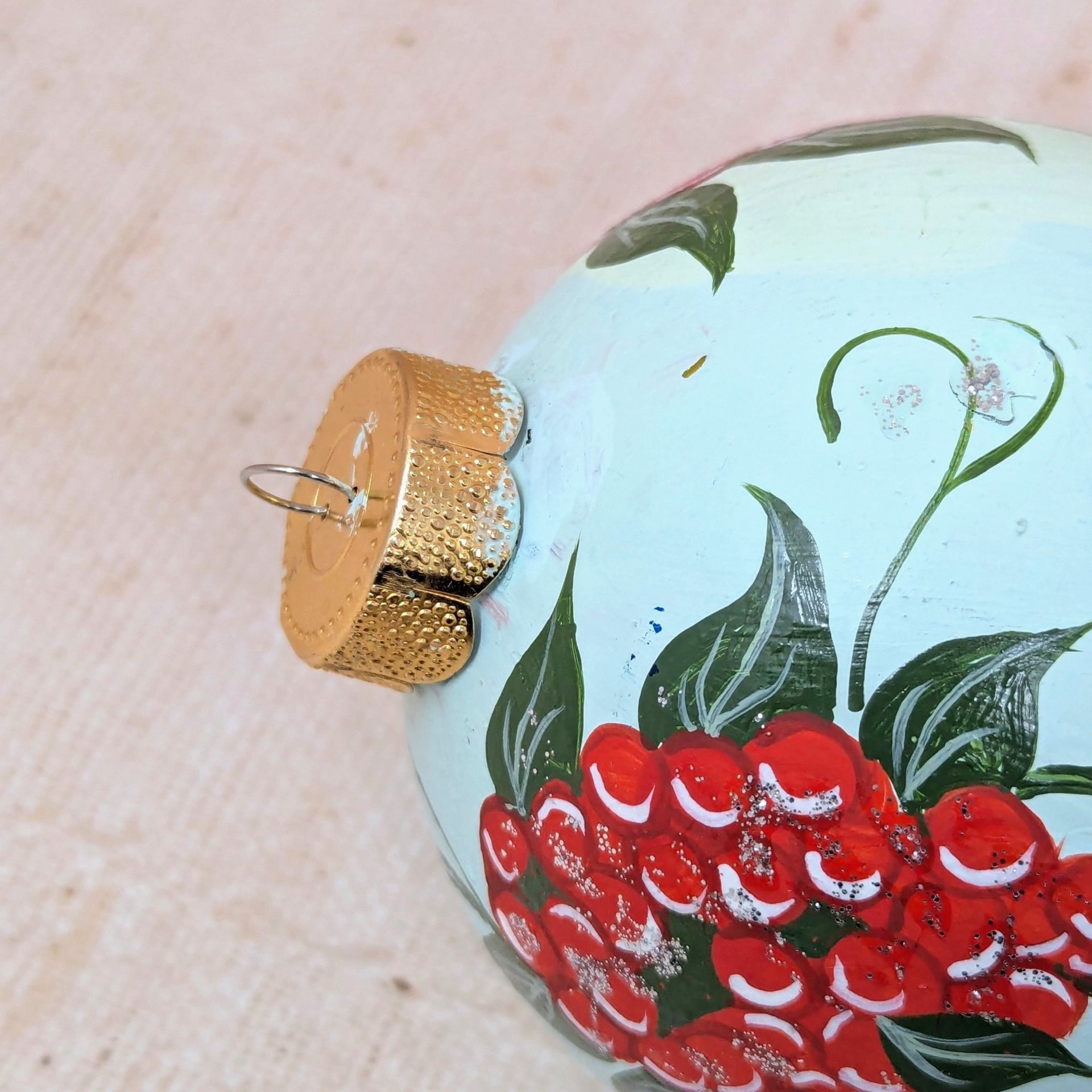 Vintage Hand-Painted Baltimore Oriole Glass Ornament 