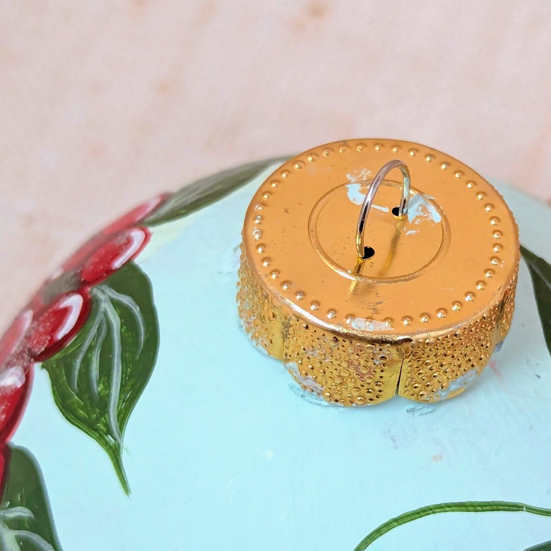 Vintage Hand-Painted Baltimore Oriole Glass Ornament 