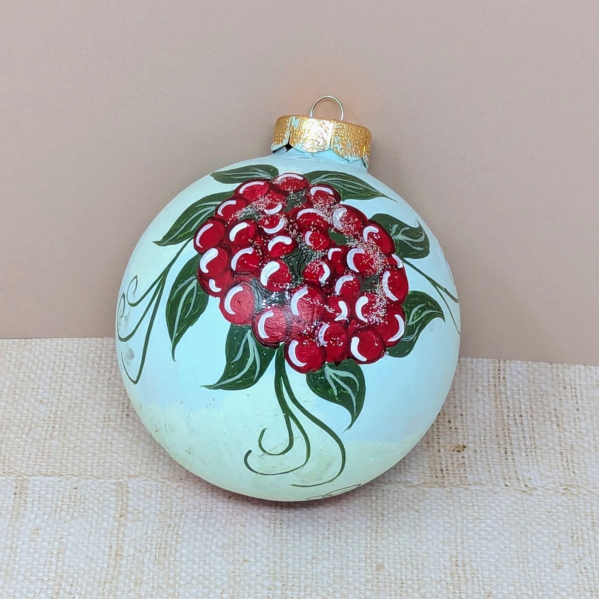 Vintage Hand-Painted Baltimore Oriole Glass Ornament 
