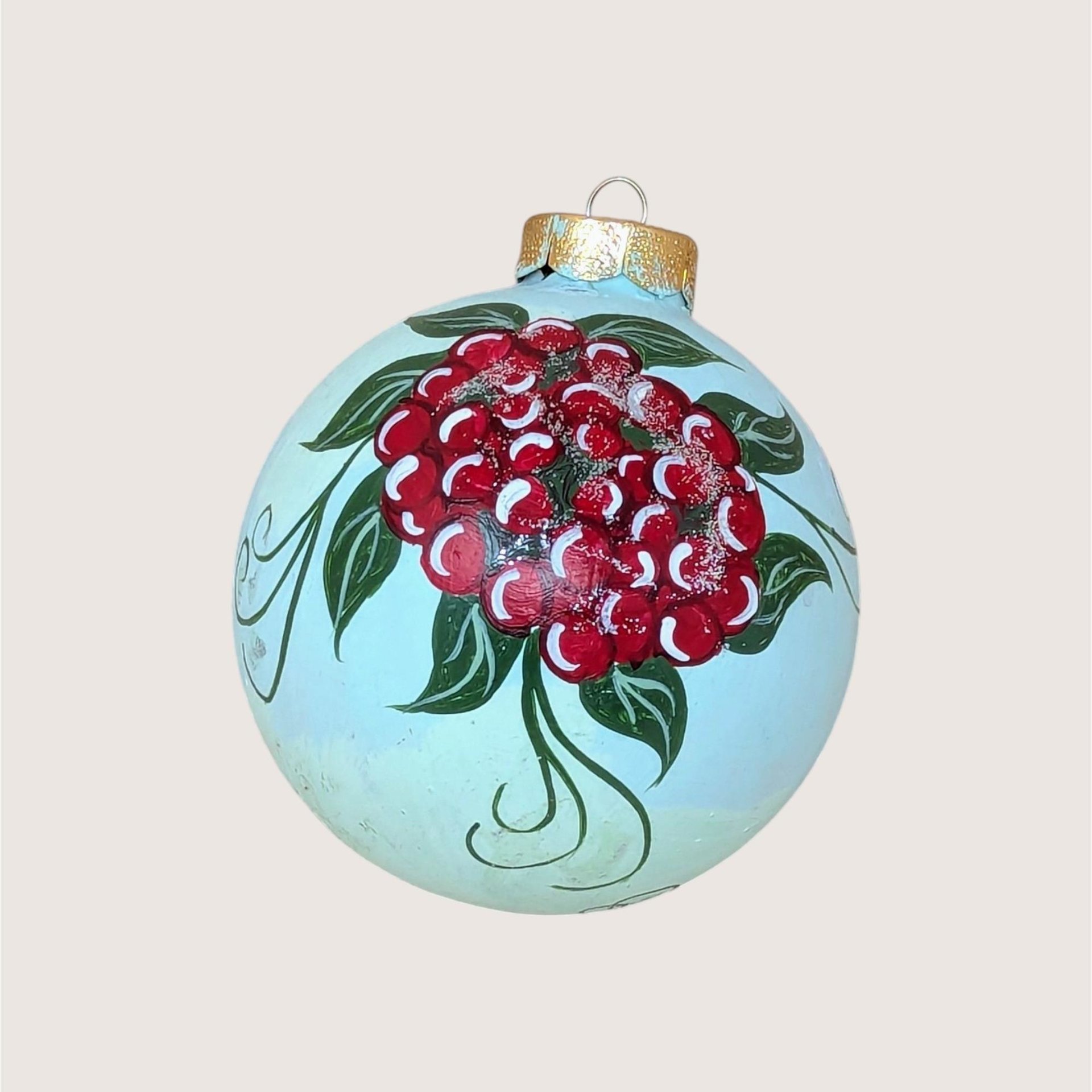 Vintage Hand-Painted Baltimore Oriole Glass Ornament 