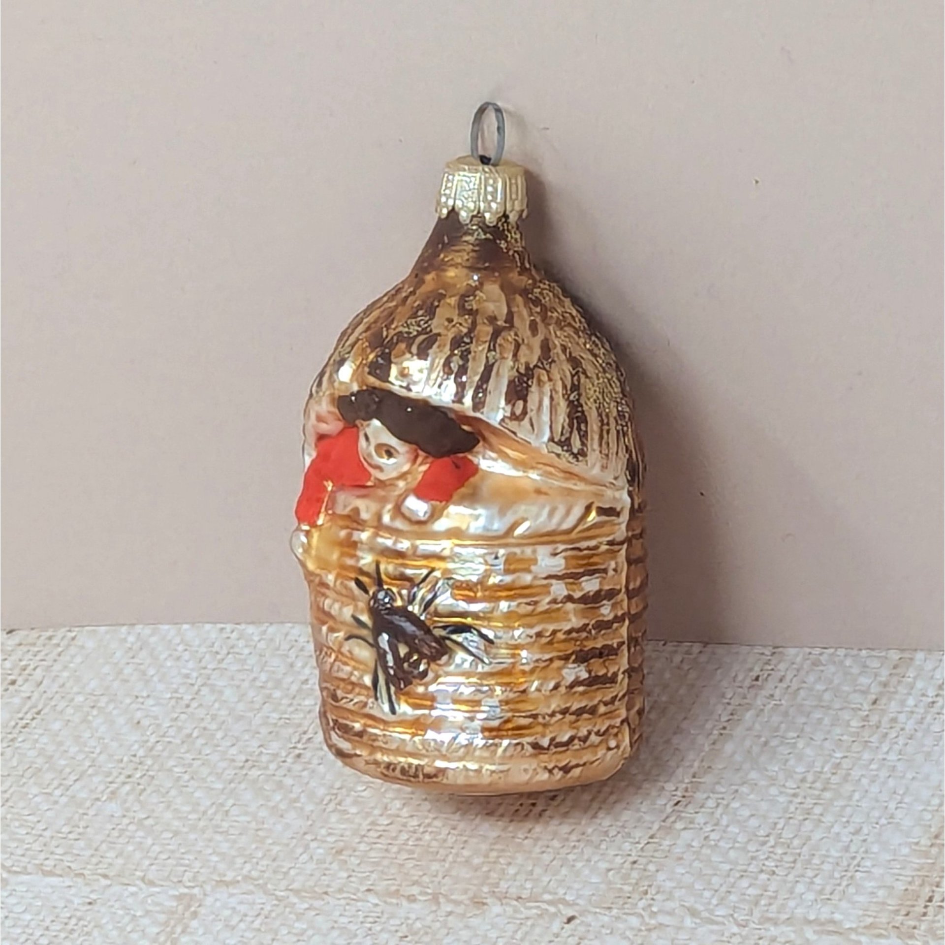 Vintage Blown Glass Baby in a Beehive – Heirloom Mercury Glass Ornament