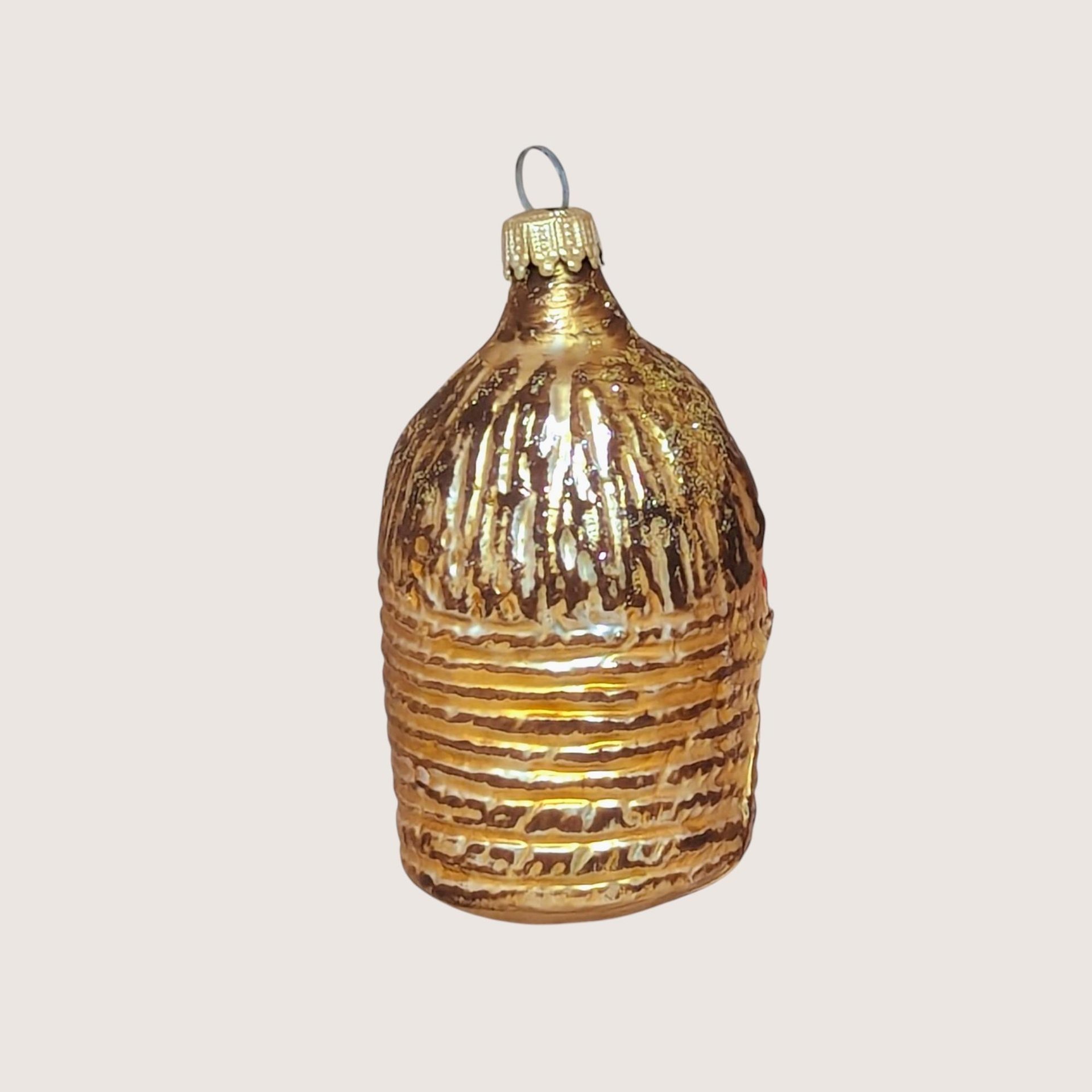 Vintage Blown Glass Baby in Beehive Ornament 