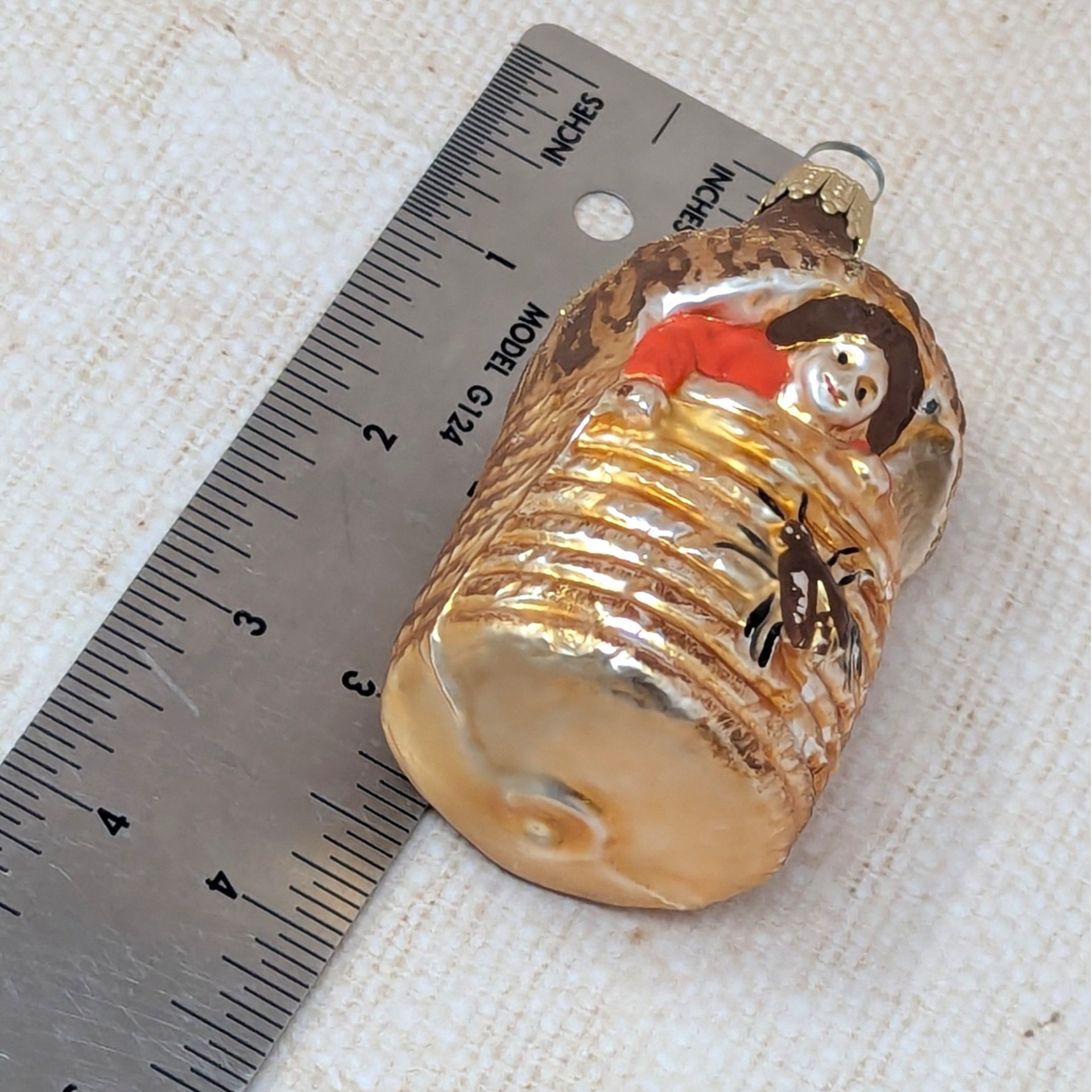 Vintage Blown Glass Baby in a Beehive – Heirloom Mercury Glass Ornament