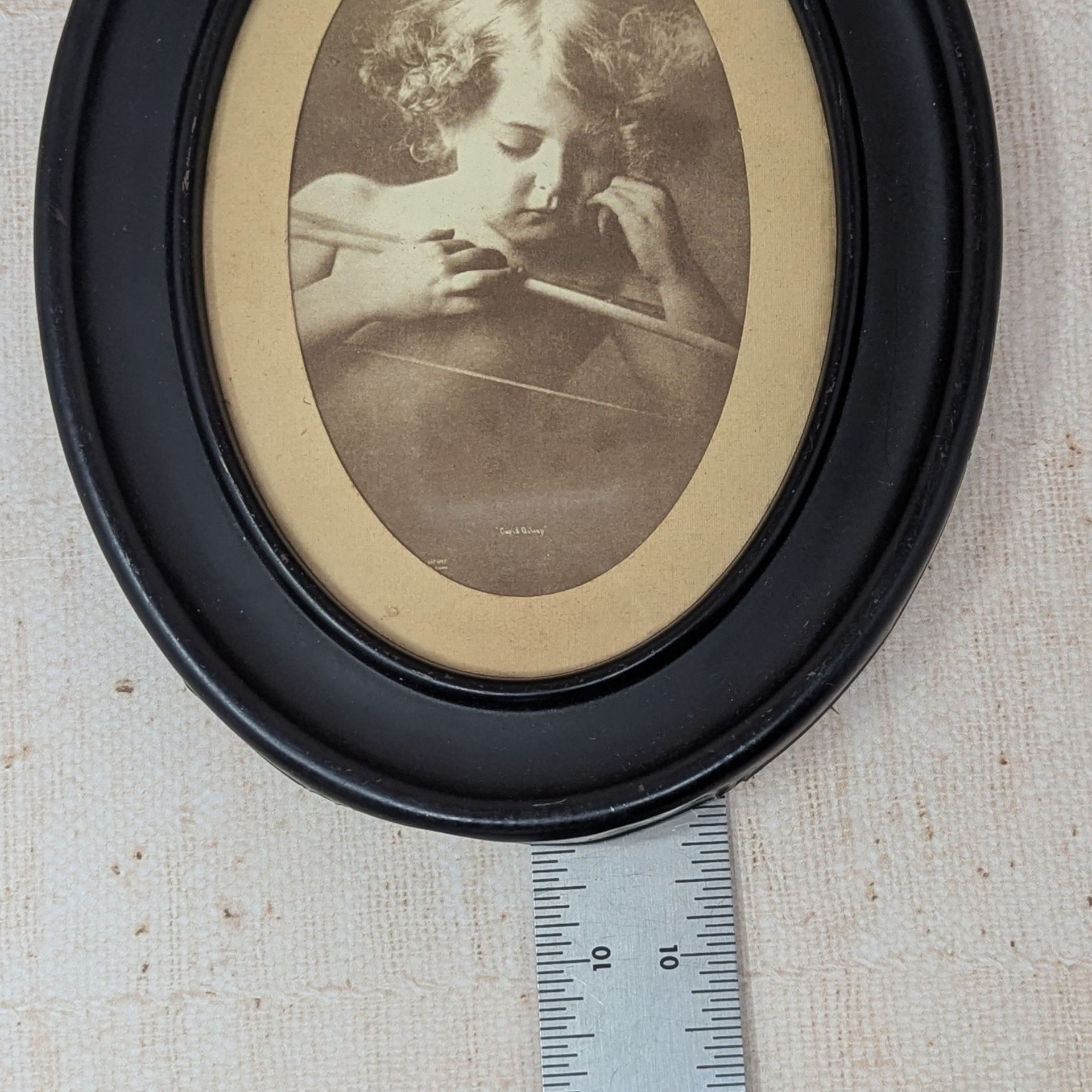 Vintage M.B. Parkinson "Cupid Asleep" Print – Framed Victorian Sepia Gallery Art