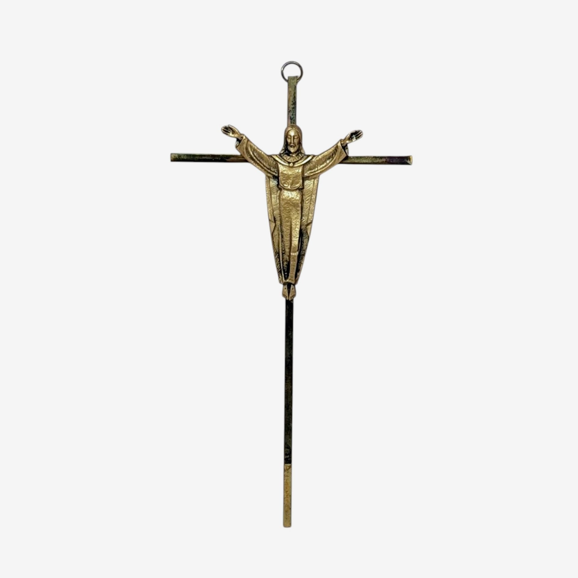 Vintage Modernist Metal Crucifix Wall Hanging
