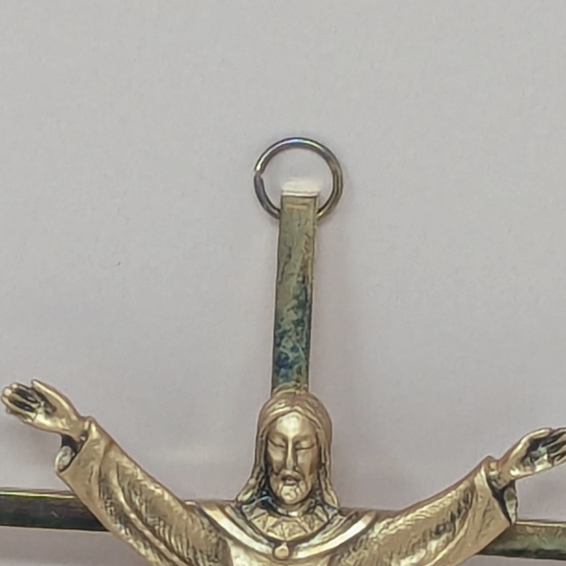 Vintage Modernist Metal Crucifix – 10-inch Risen Christ Wall Hanging