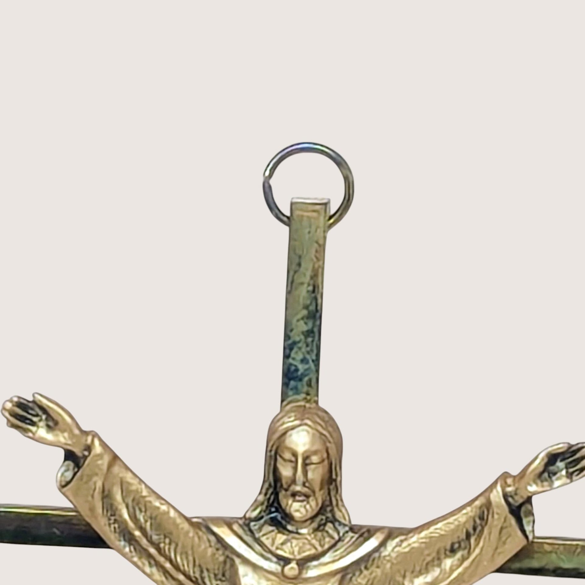 Vintage Modernist Metal Crucifix Wall Hanging