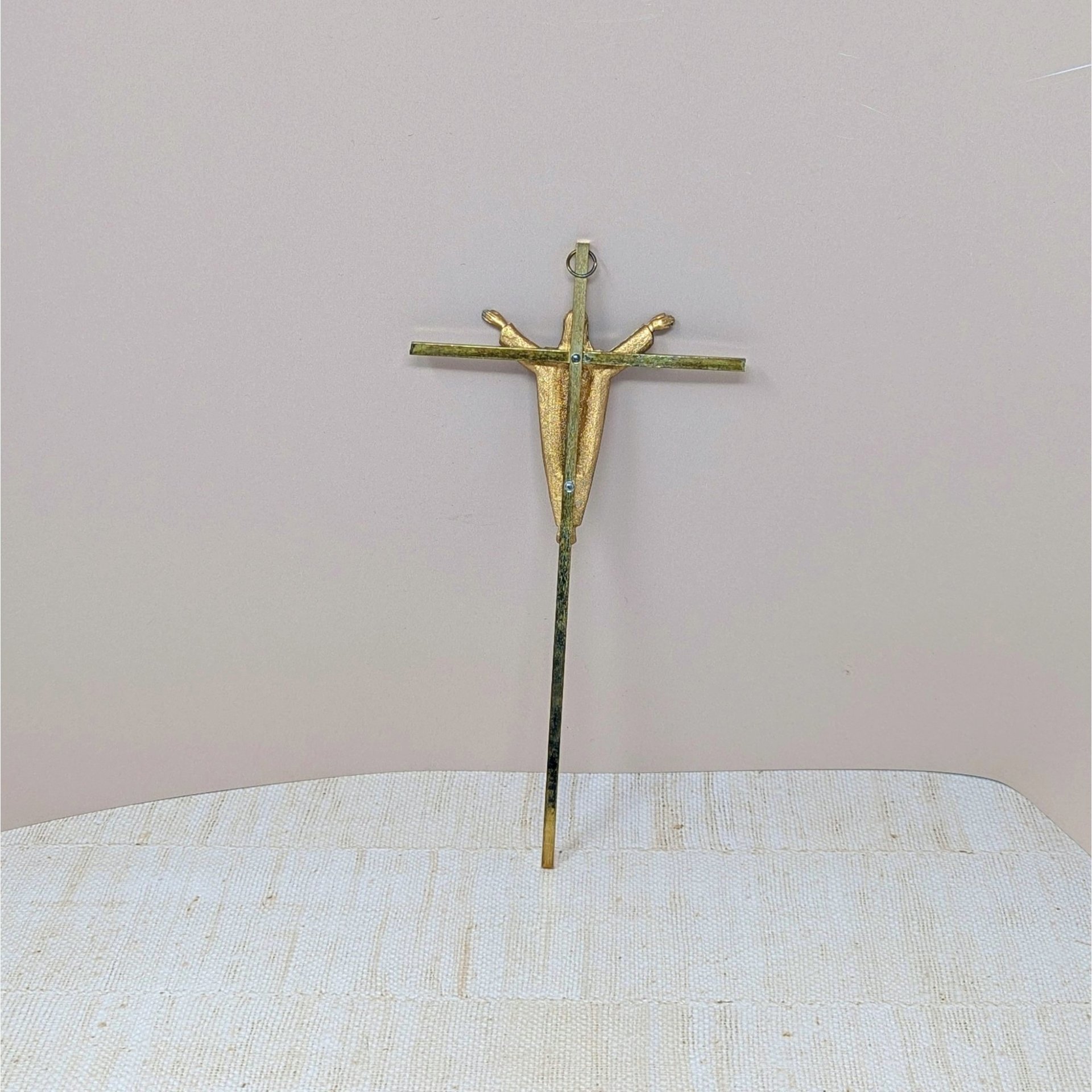 Vintage Modernist Metal Crucifix Wall Hanging