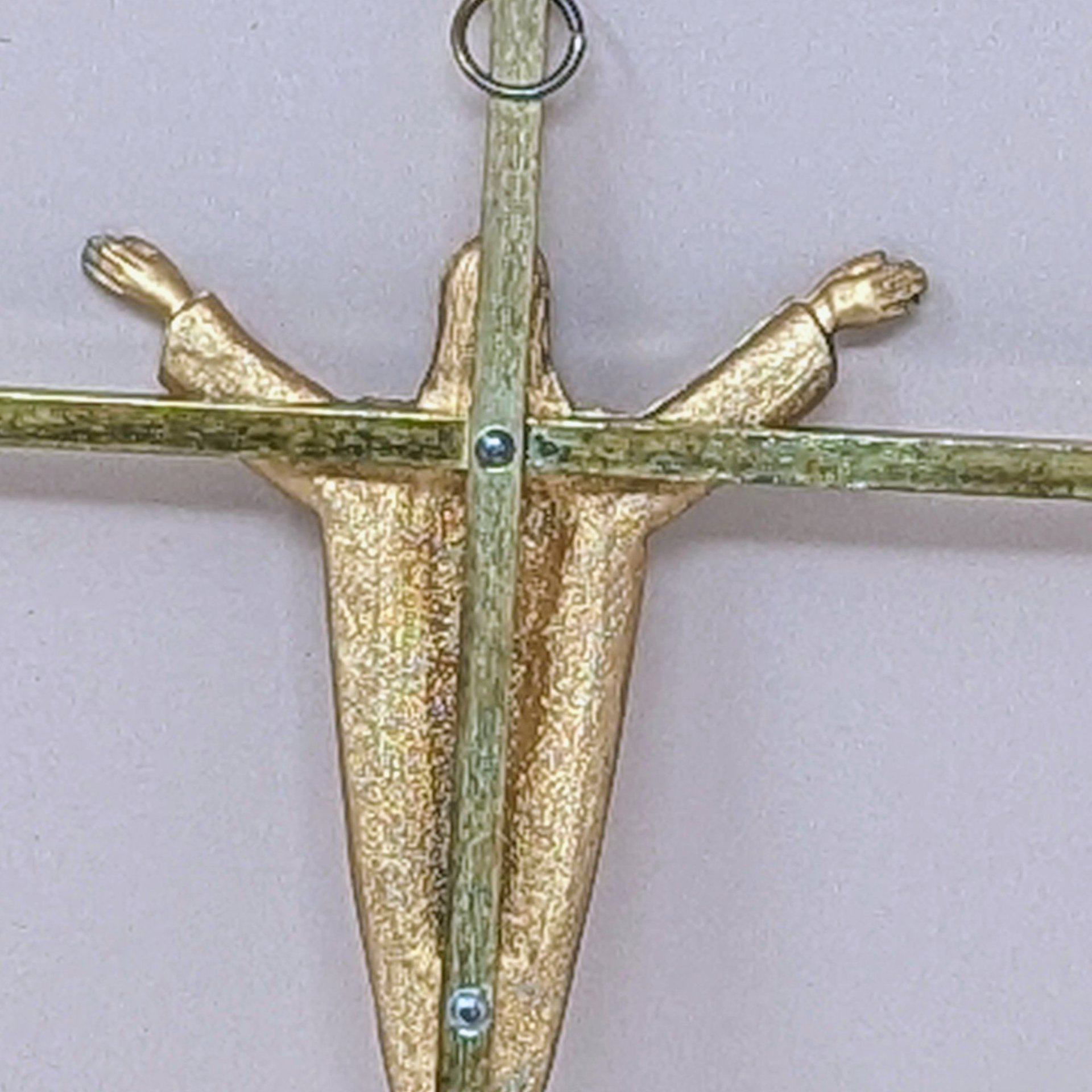 Vintage Modernist Metal Crucifix Wall Hanging