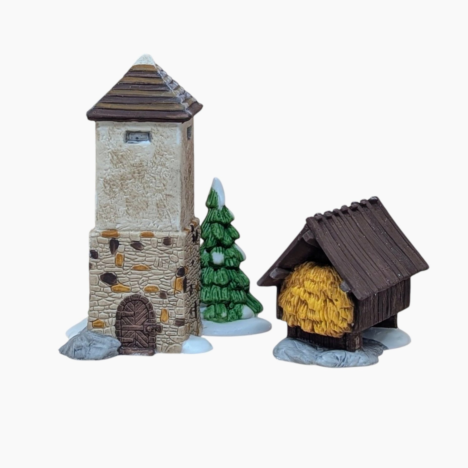 Vintage Dept 56 Silo and Hayshed Village Set