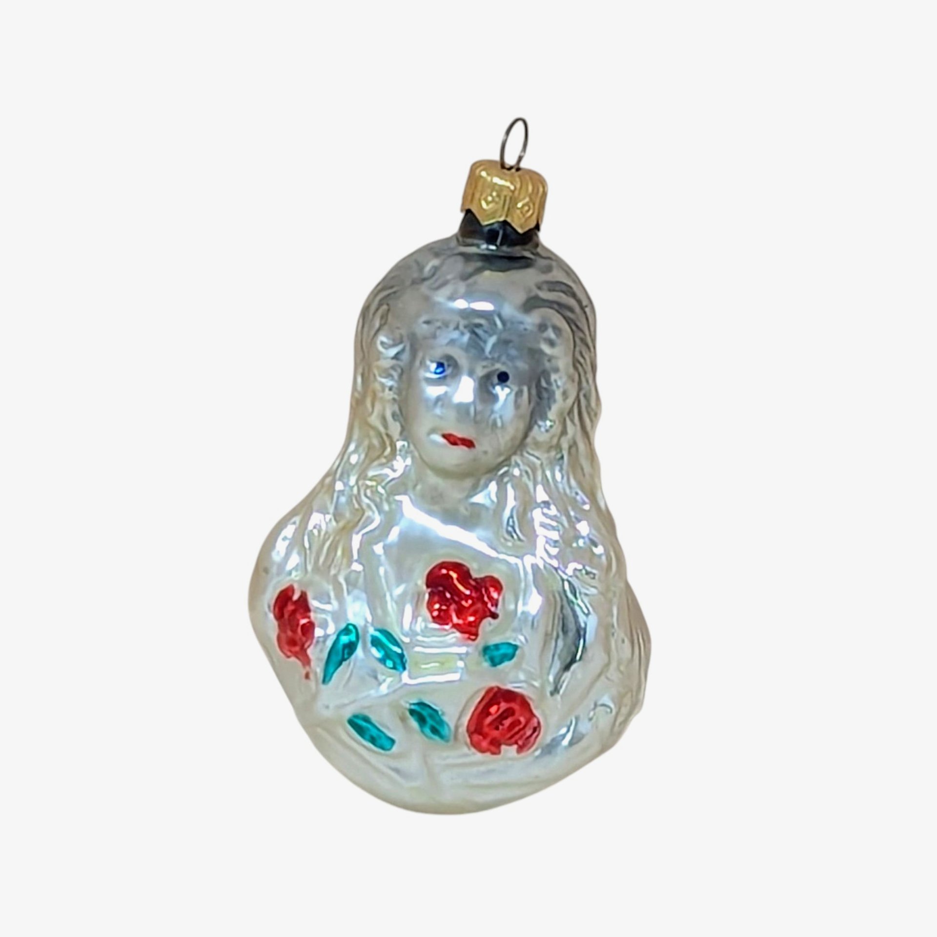 1982 Girl with Roses Inge-Glas Ornament – Victorian Mercury Glass Decor
