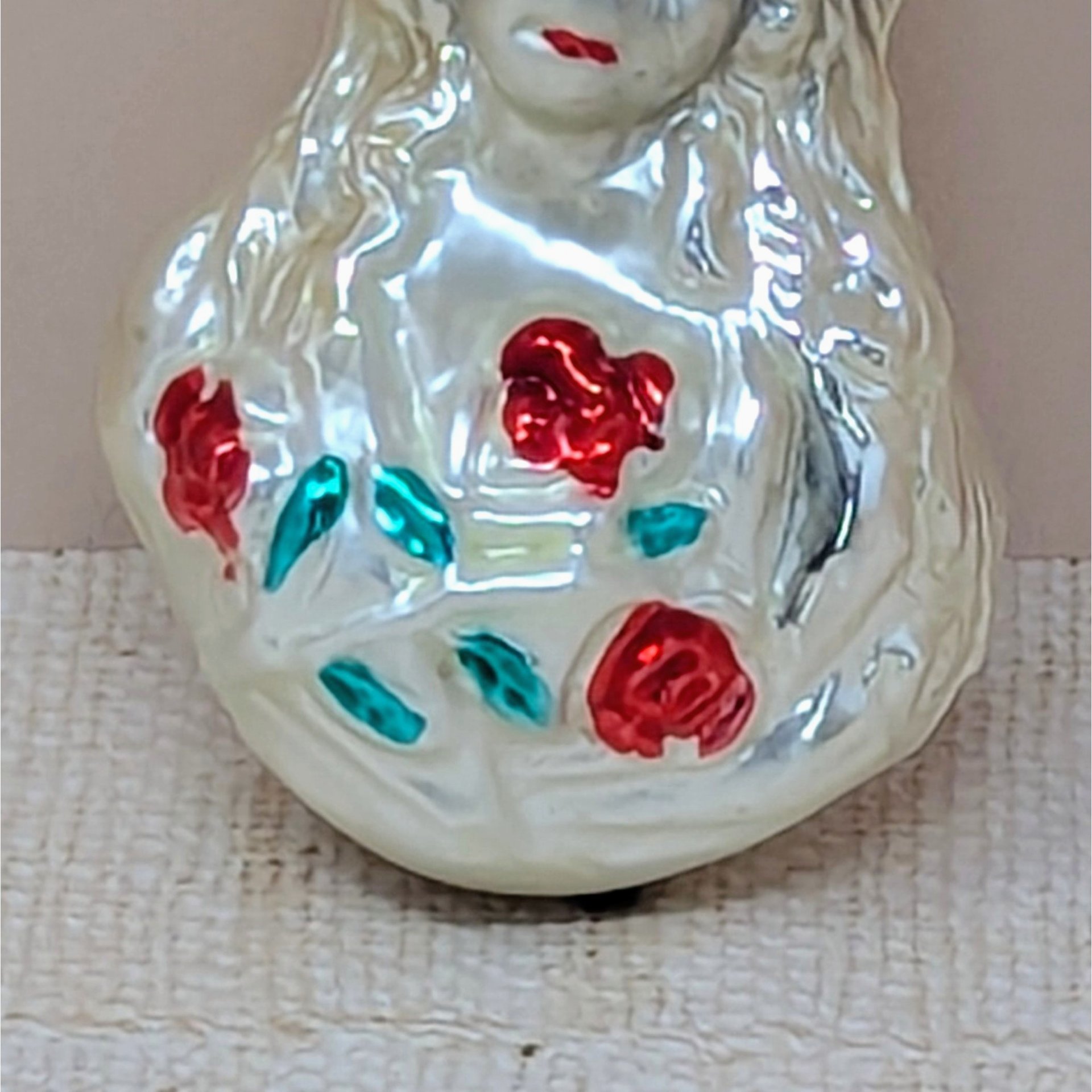 1982 Girl with Roses Inge-Glas Ornament – Victorian Mercury Glass Decor