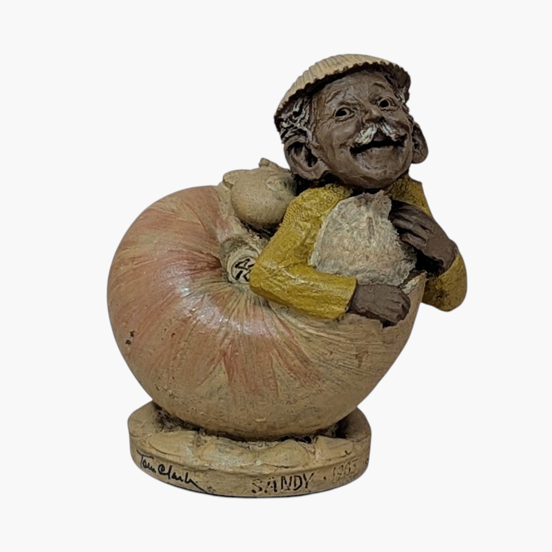 1983 Tom Clark Sandy Shell Sculpture – Vintage Cairn Studio Gnomeworld Figurine