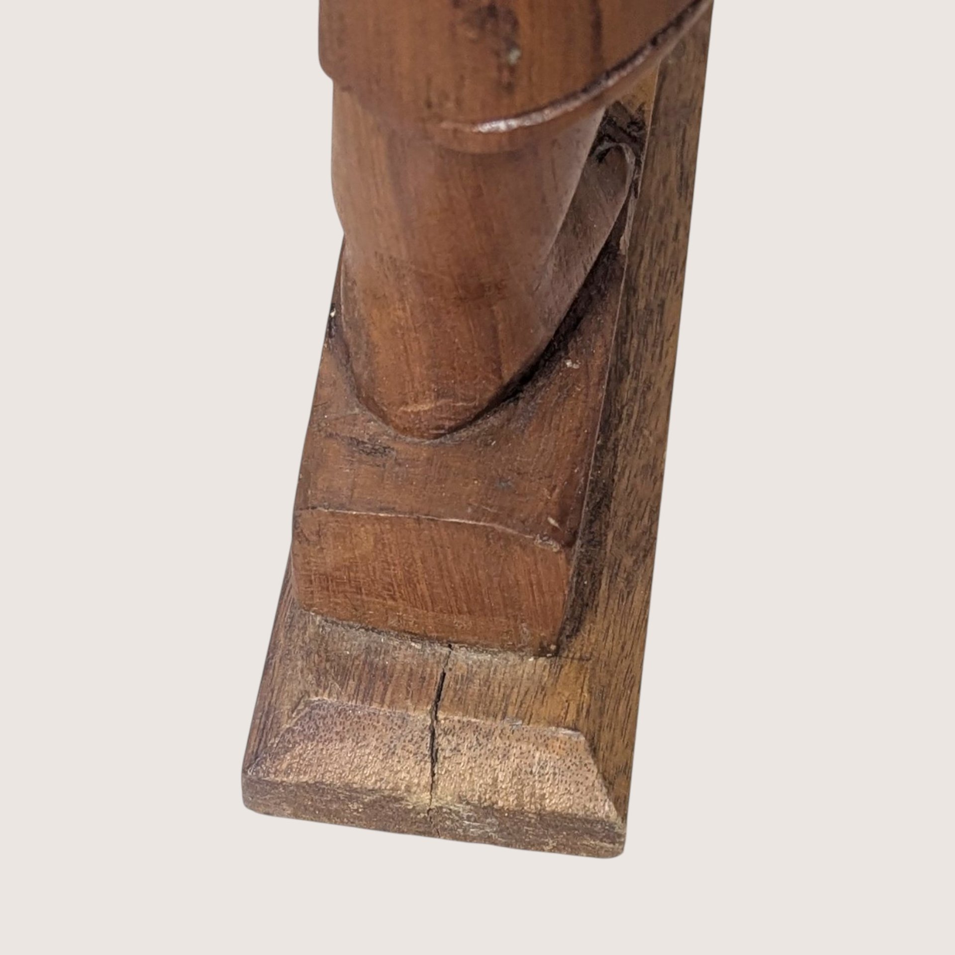 Vintage Mid Century Wood Female Figurine With Basket Tribal Folk Art Statue