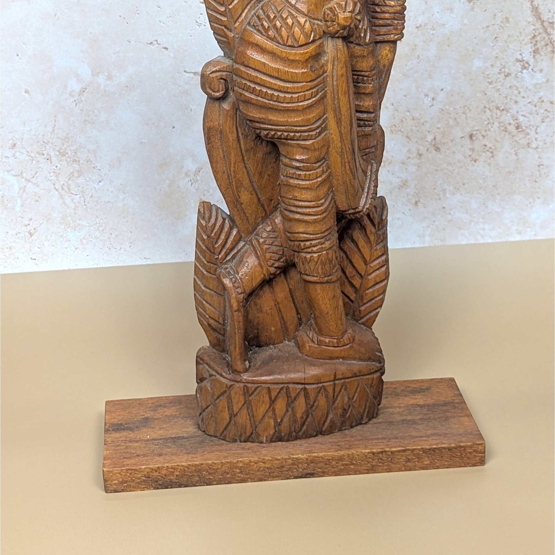 1970s Ornate Hand Carved Wood Balinese Woman Statue