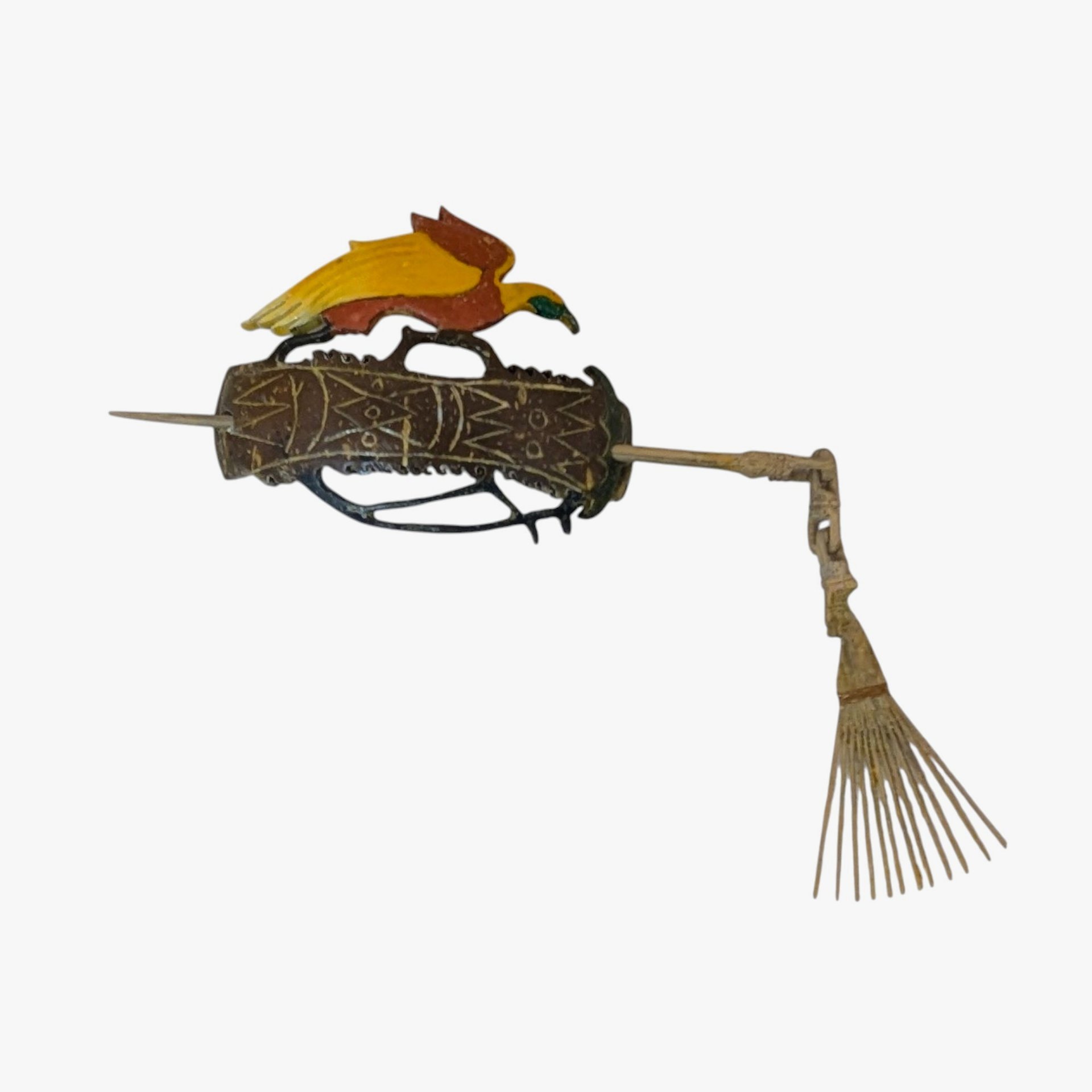 Vintage Hand-Carved Wood Bird Hair Slide – Bird of Paradise Boho Hair Pin