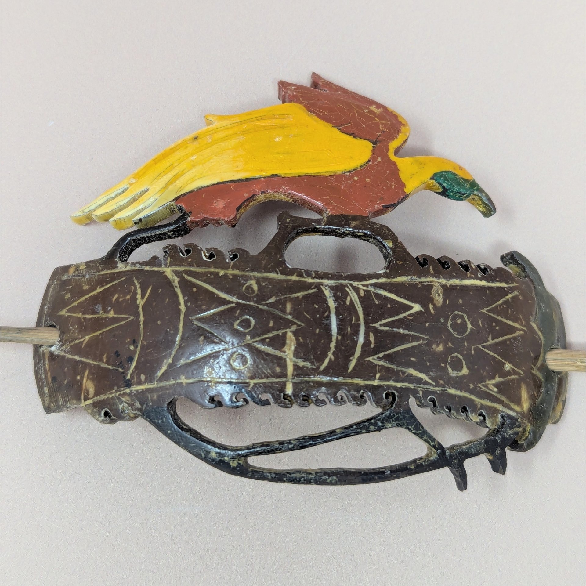 Vintage Hand-Carved Wood Bird Hair Slide