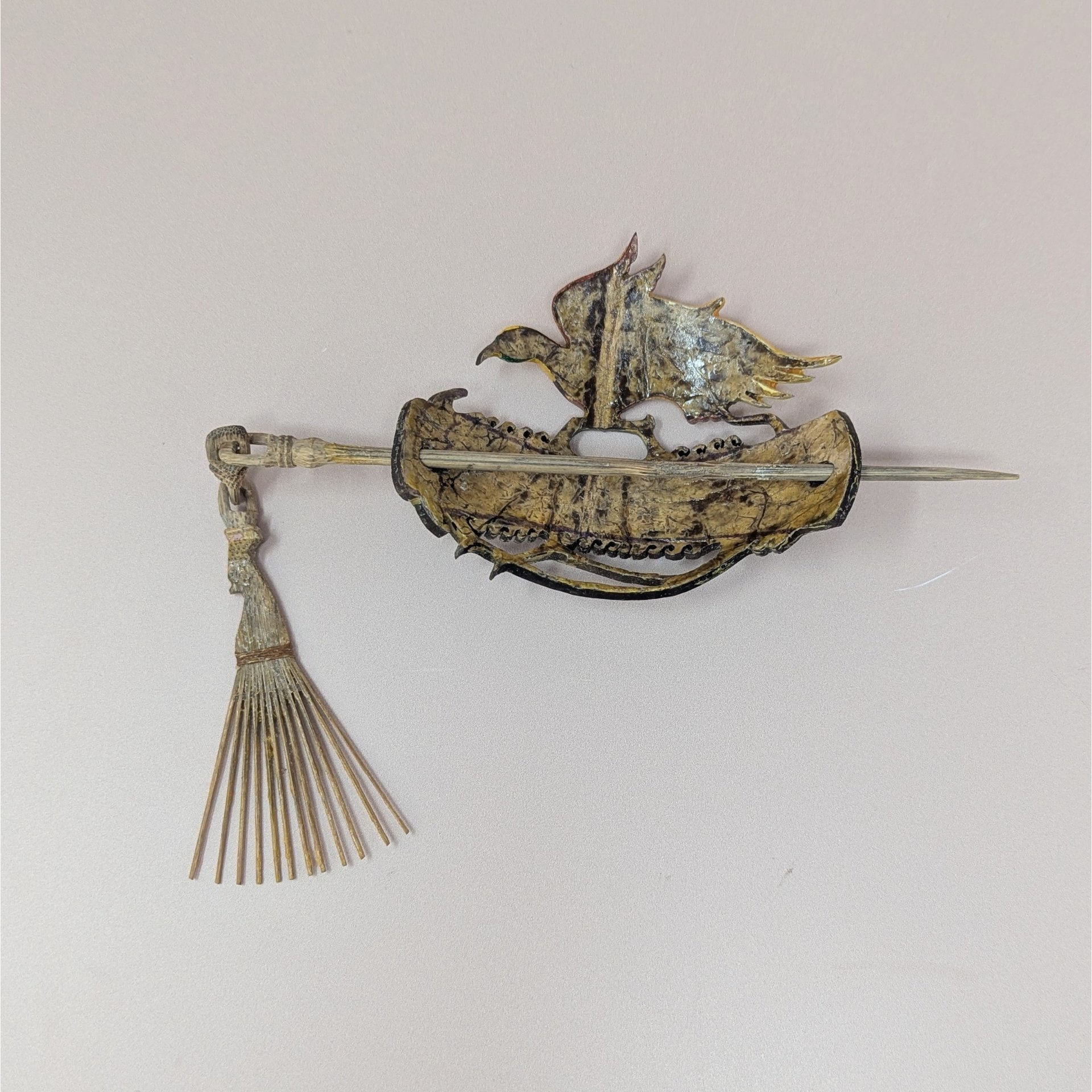 Vintage Hand-Carved Wood Bird Hair Slide