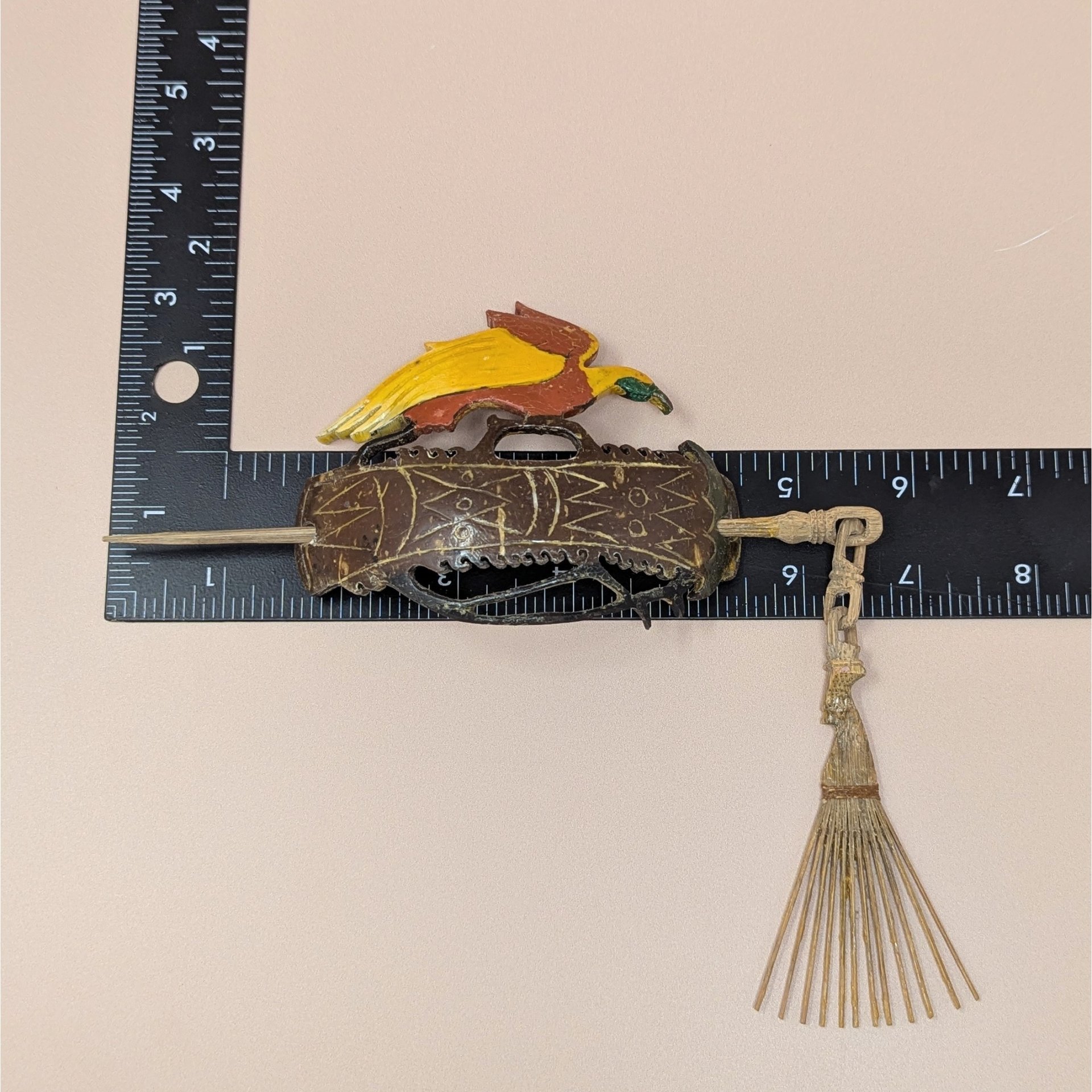 Vintage Hand-Carved Wood Bird Hair Slide