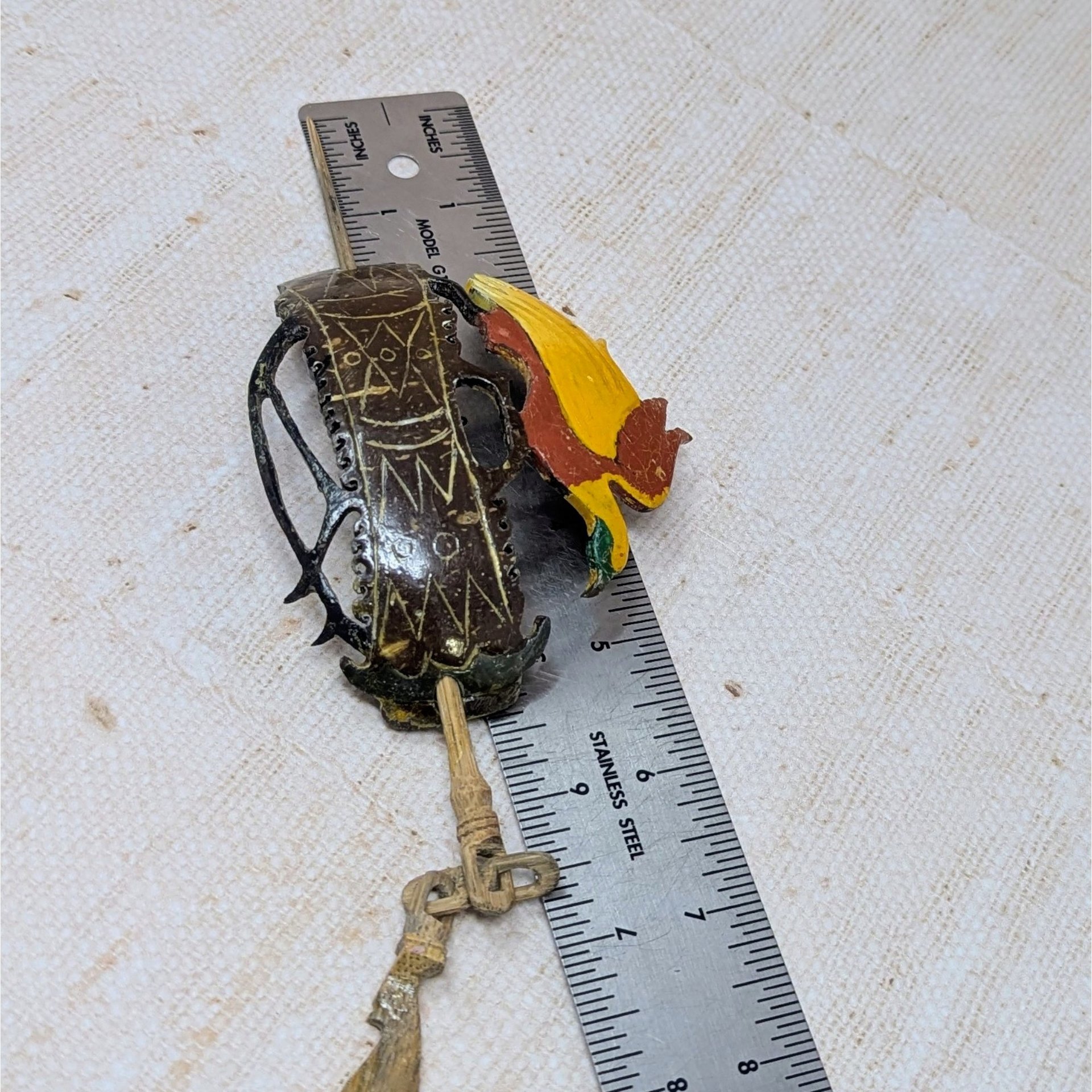 Vintage Hand-Carved Wood Bird Hair Slide – Bird of Paradise Boho Hair Pin