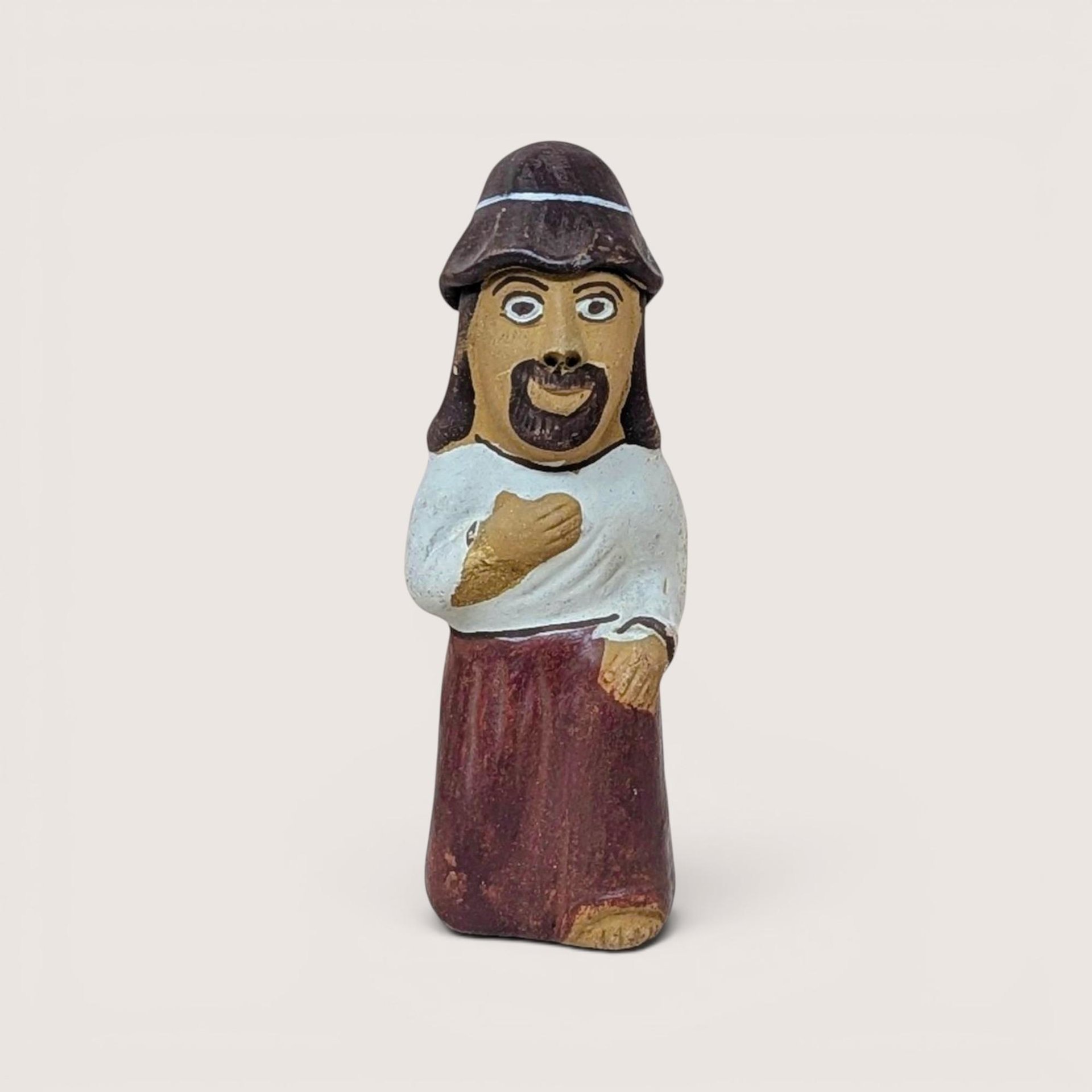 1990s Hand-Painted Clay Man Whistle