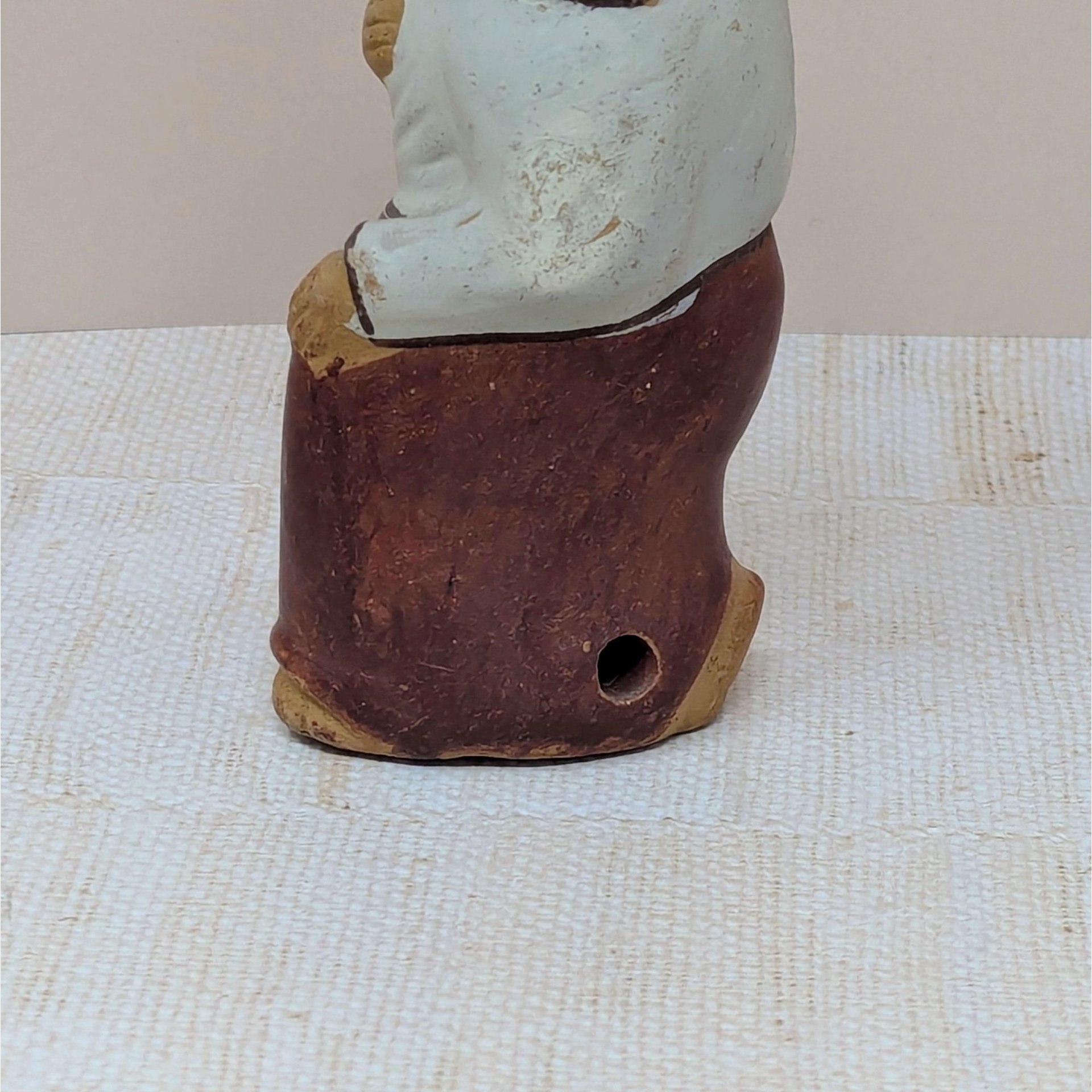 1990s Hand-Painted Clay Man Whistle – Rustic Global Folk Art Ocarina