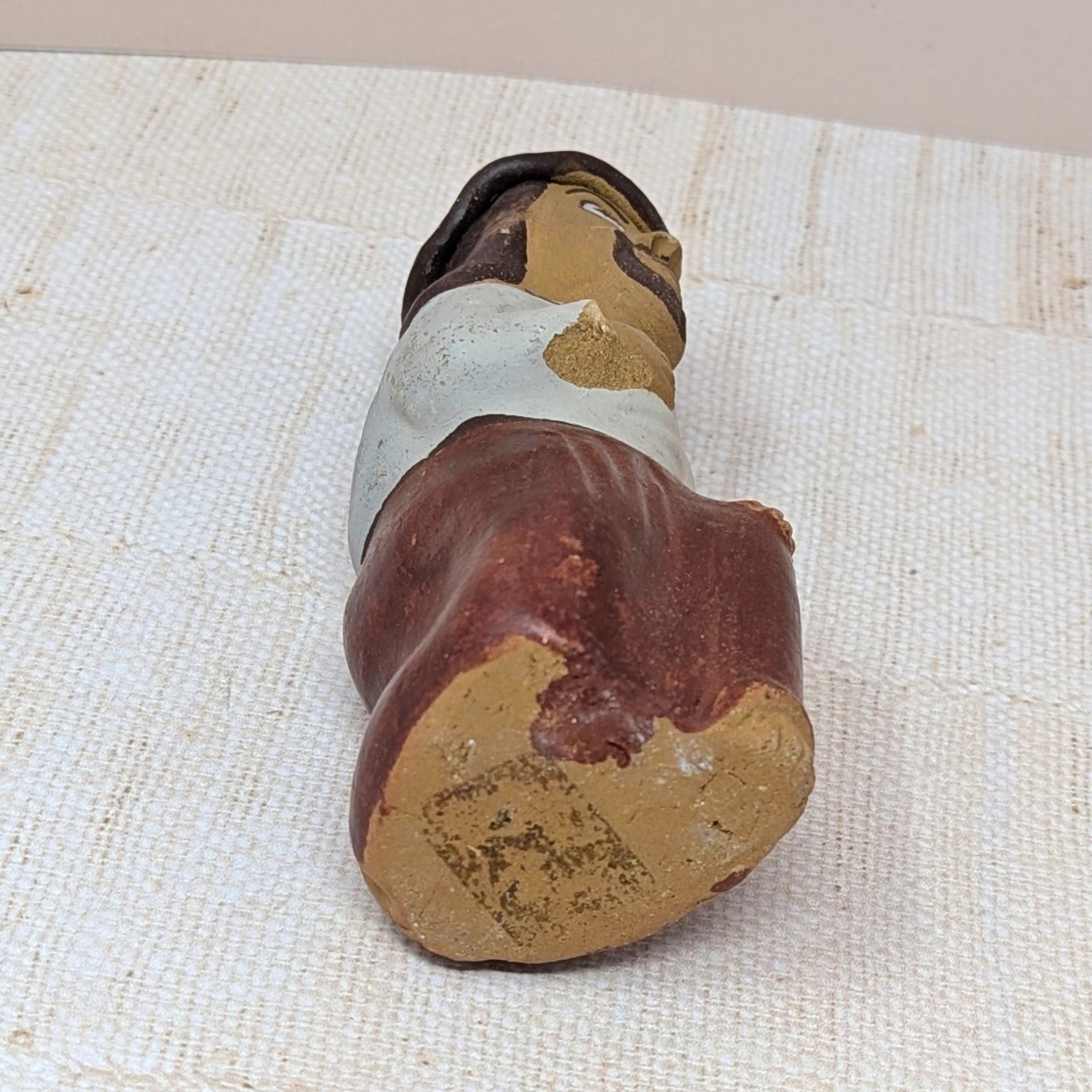 1990s Hand-Painted Clay Man Whistle – Rustic Global Folk Art Ocarina