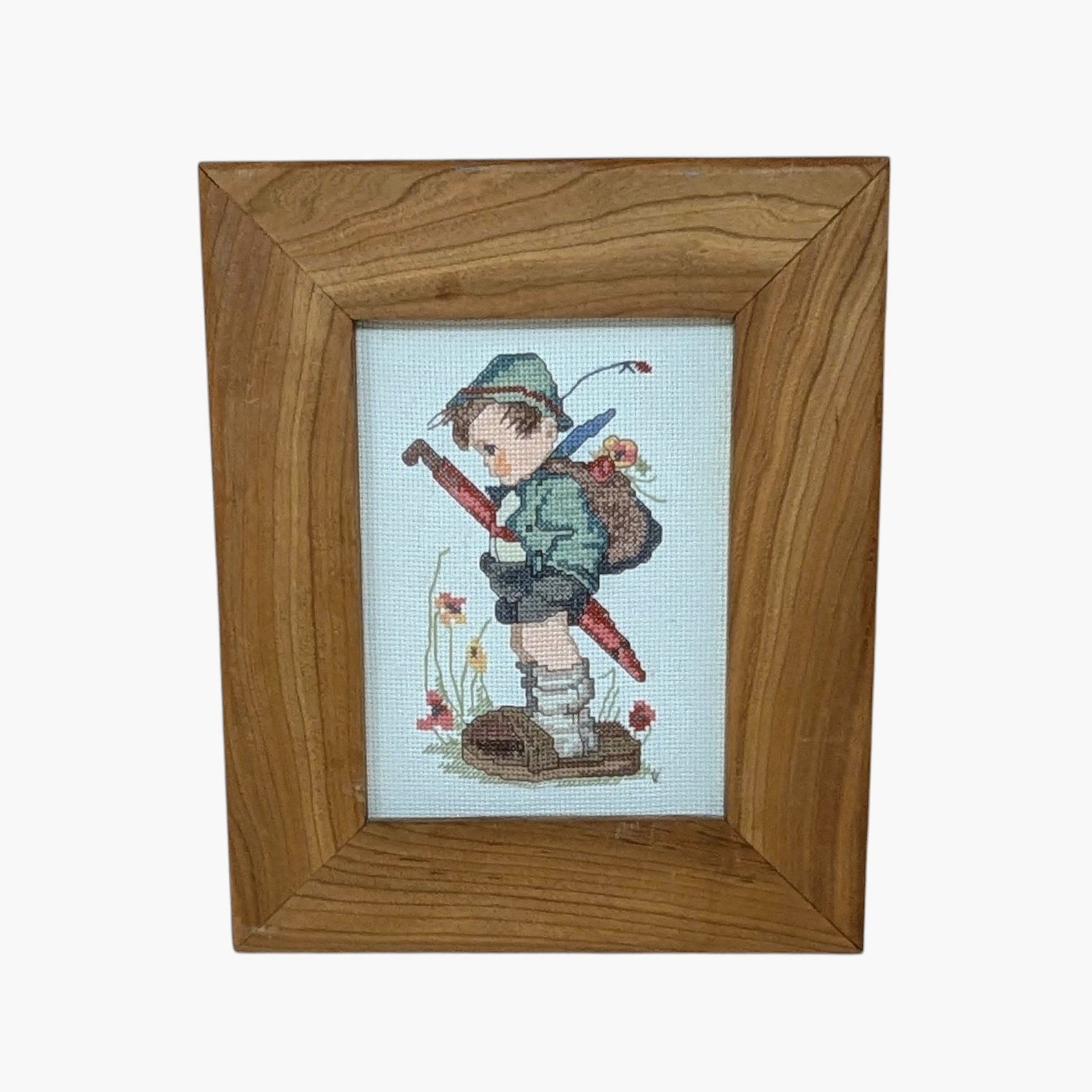 Vintage M.J. Hummel It Looks Like Rain: Framed Cross-stitch