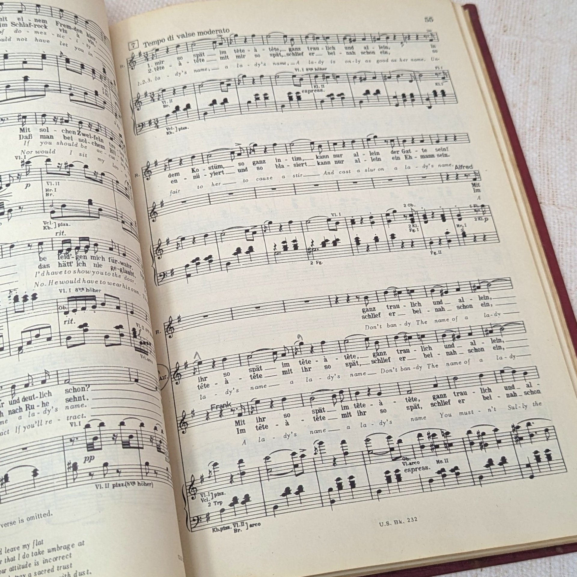 1951 Fledermaus Opera Vocal Score: Johann Strauss Book